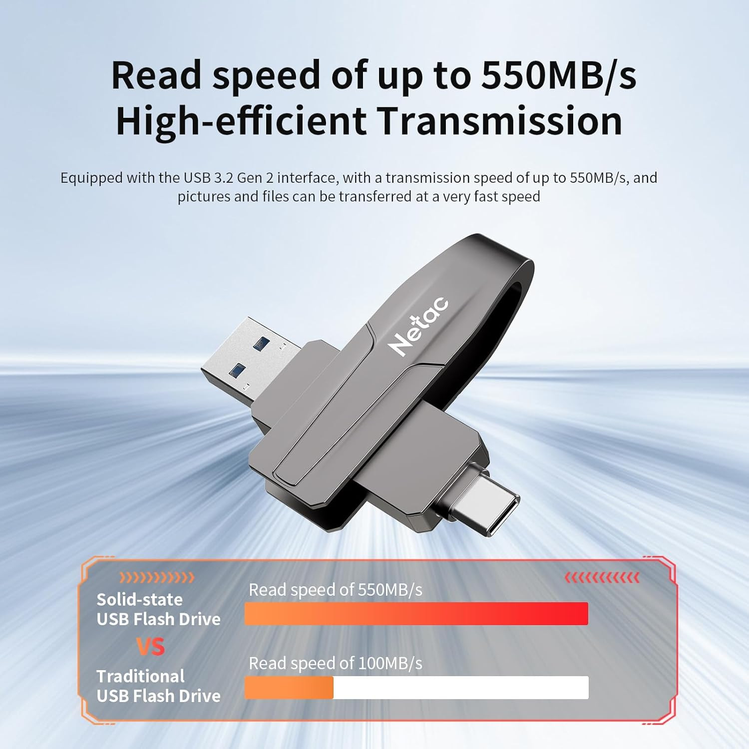 128GB Portable External USB Solid State Drive up to 550Mb/S Type-C and USB 3.2 D