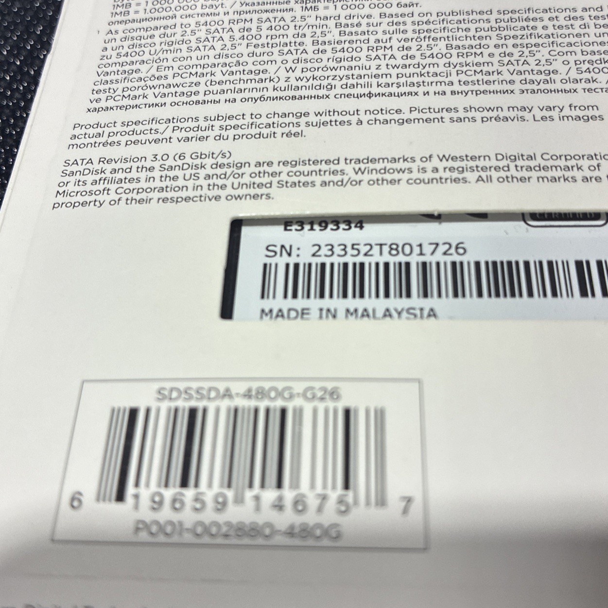 New SanDisk 480G SSD solid state drive