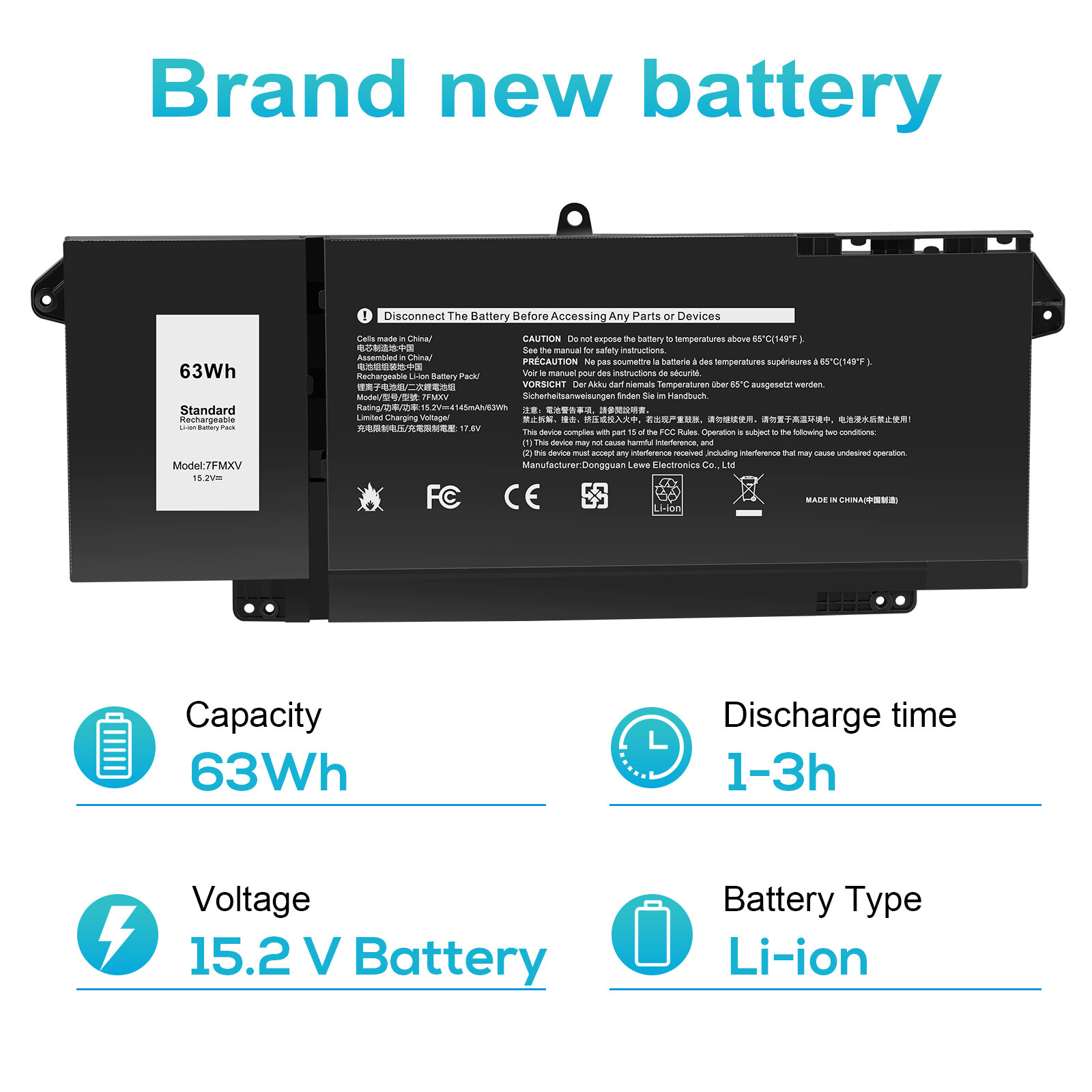 7FMXV Battery Replacement for Dell Latitude 5320 7320 7420 2-in-1 7520 9JM71