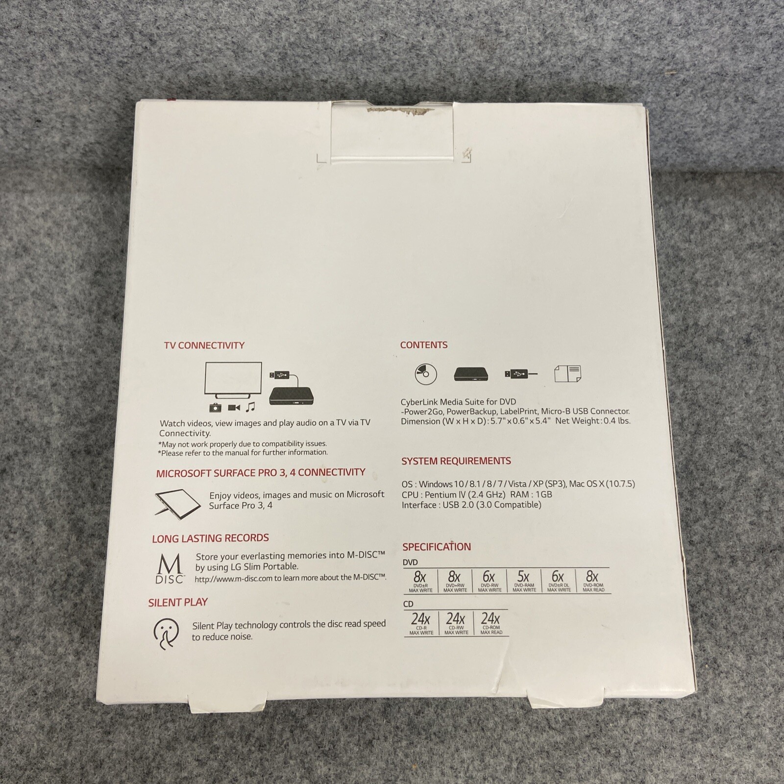 LG Ultra Slim Portable DVD Writer -Compatible SP80 -Open Box- still New !!👍