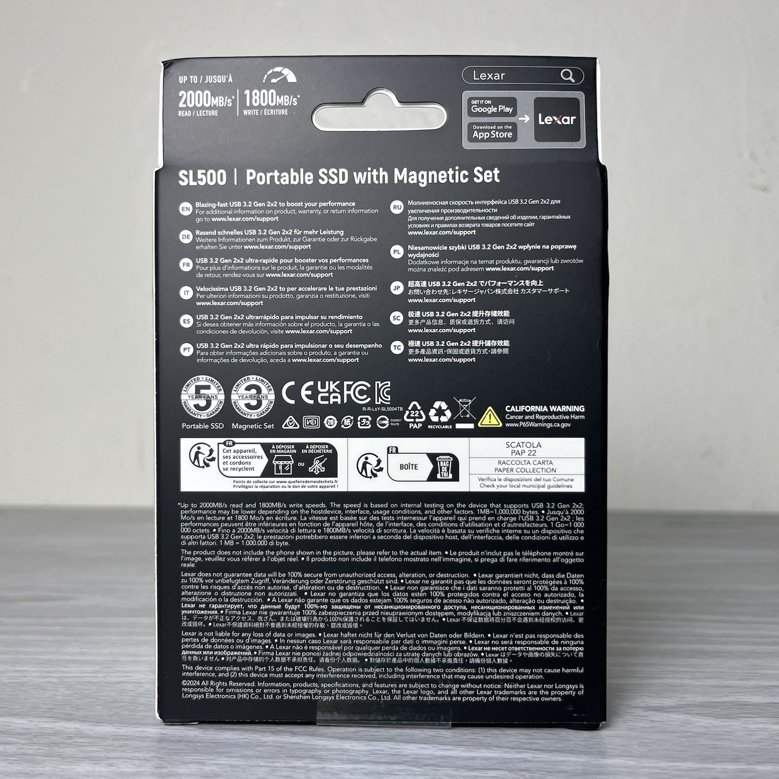 NEW 2TB Lexar SL500 Portable SSD Magnetic Set USB-C 3.2 Gen 2×2 – (SEALED)