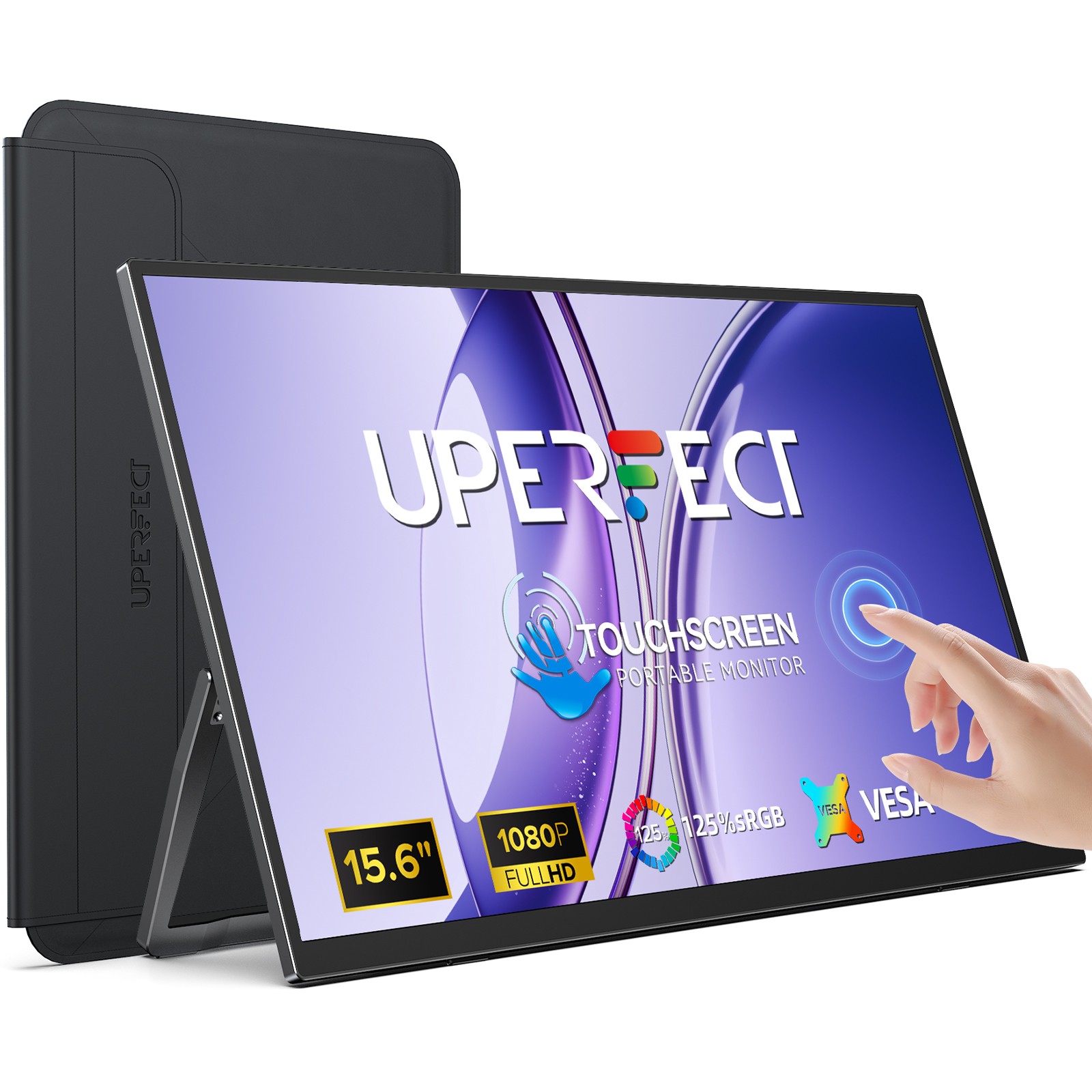 UPERFECT 15.6″ Portable Touch Monitor with Dual Speakers Full HD 1080P Screen