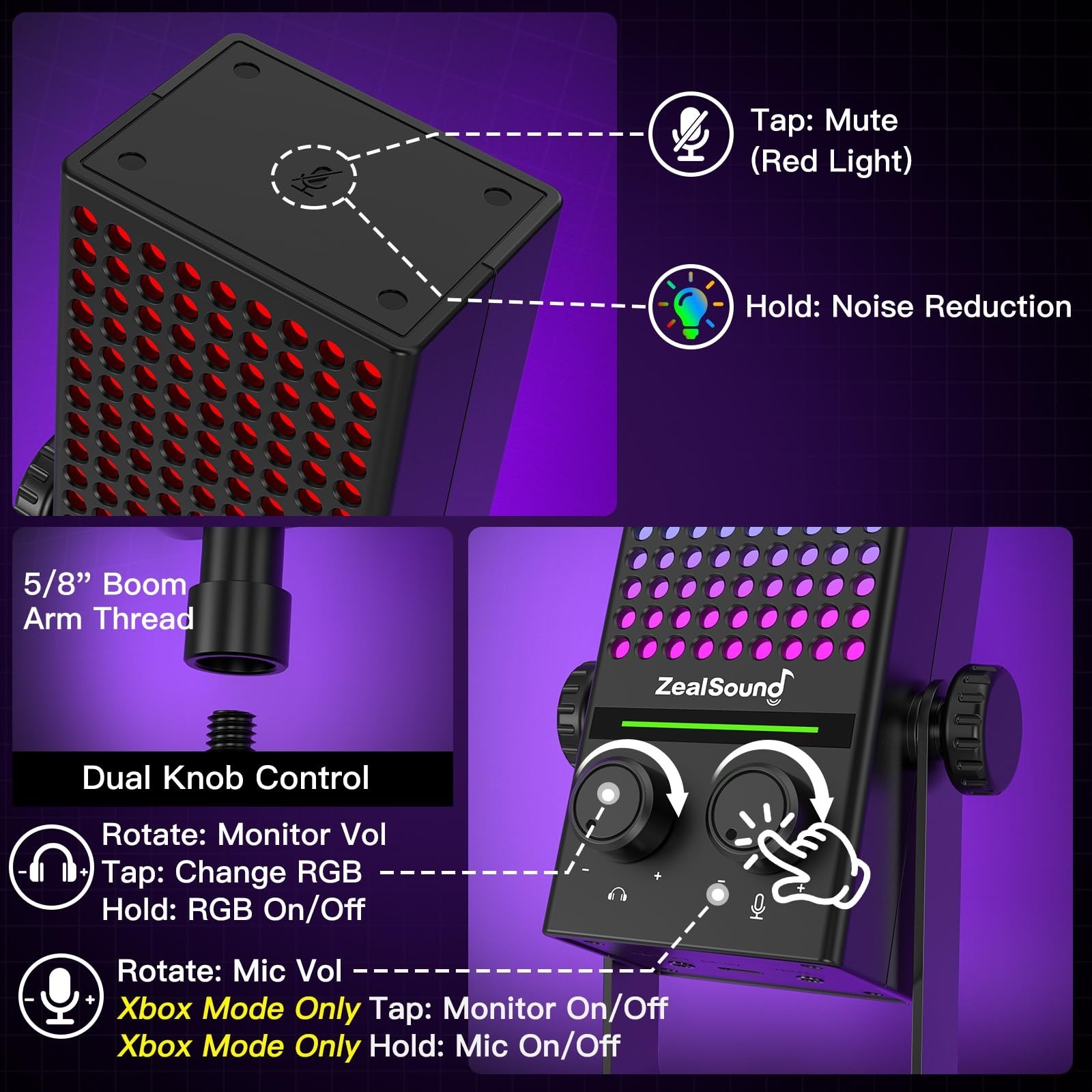 Gaming USB Microphone for PC, Mac, Xbox, iPhone & Android – Noise Reduction, Mut