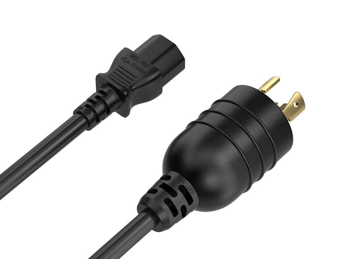 8ft NEMA L5-20P to C13 Heavy Duty Power Cord, 14 AWG, 15A/125V, Black