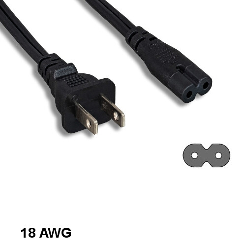 KNTK 15ft Non-Polarized Power Cord NEMA1-15P to IEC60320 C7 18AWG 10A 125V Cable