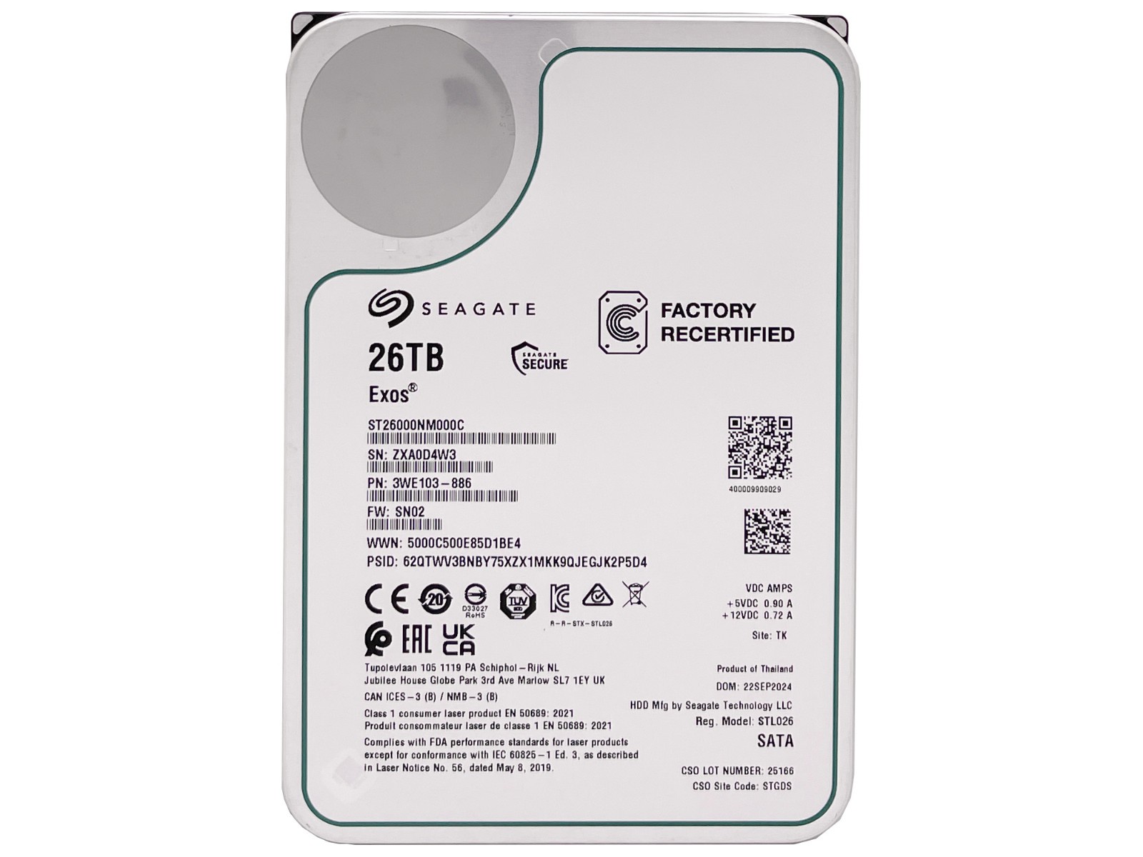 Seagate ST26000NM000C 26TB 256MB 7200RPM 3.5″ SATA 6.0Gb/s Enterprise Hard Drive