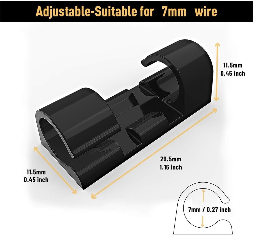 Versatile and Sturdy Cable Clips – 40 Pcs Self-Adhesive Organizer for All Cables