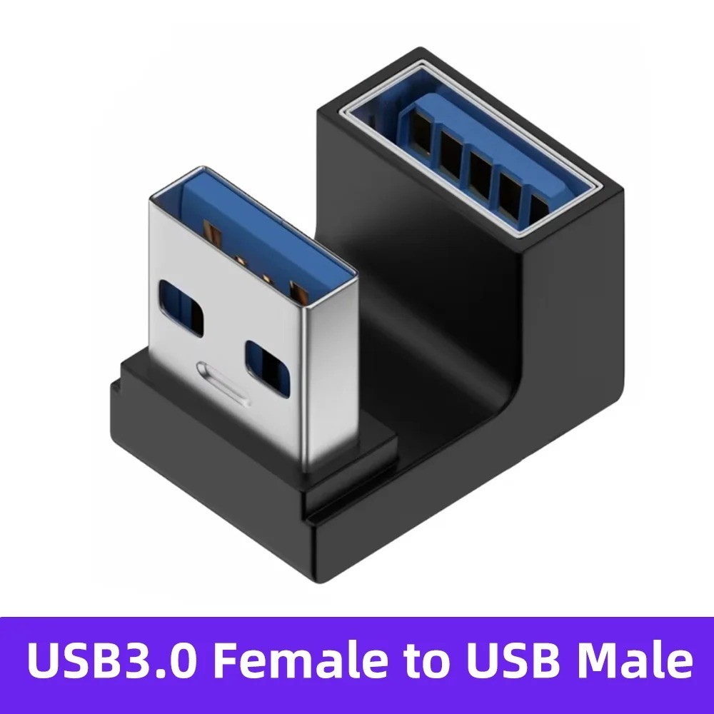 90 Degree Left Right Angled USB 3.0 A Male To Female Adapter Connector For PC *