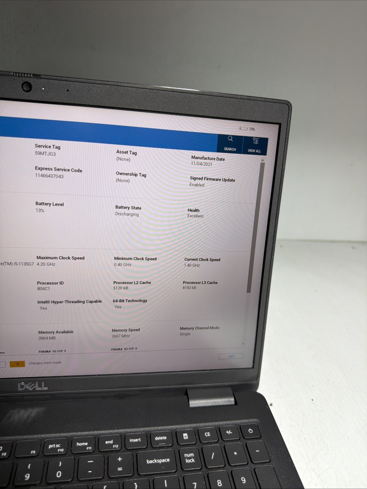 Dell Latitude 3520 15″ Laptop i5-1135G7 4gb Ram No Drives Boots Bios No P/S