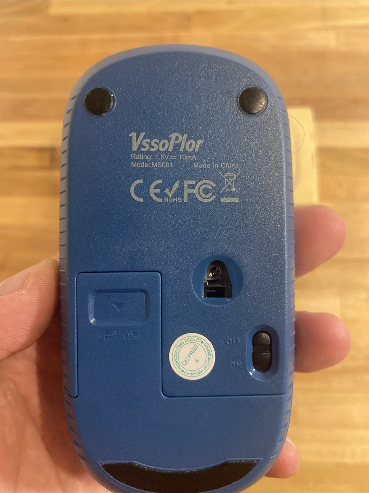 Vssoplor Wireless Slim Mouse 2.4G Model MS001 USB Receiver for PC Laptop Blue