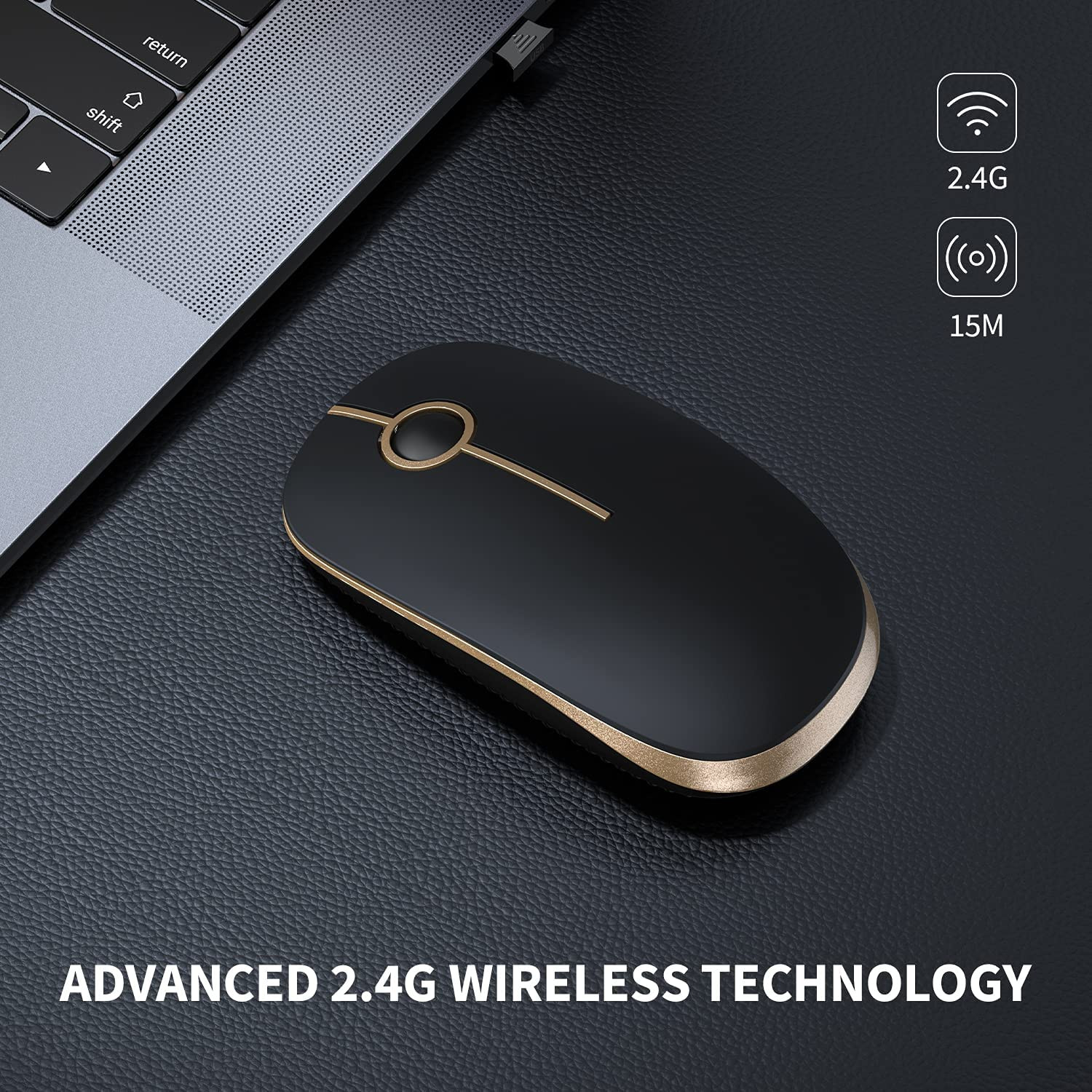 Vssoplor Wireless Mouse, 2.4G Slim Portable Computer Laptop Mouse with Nano Rece