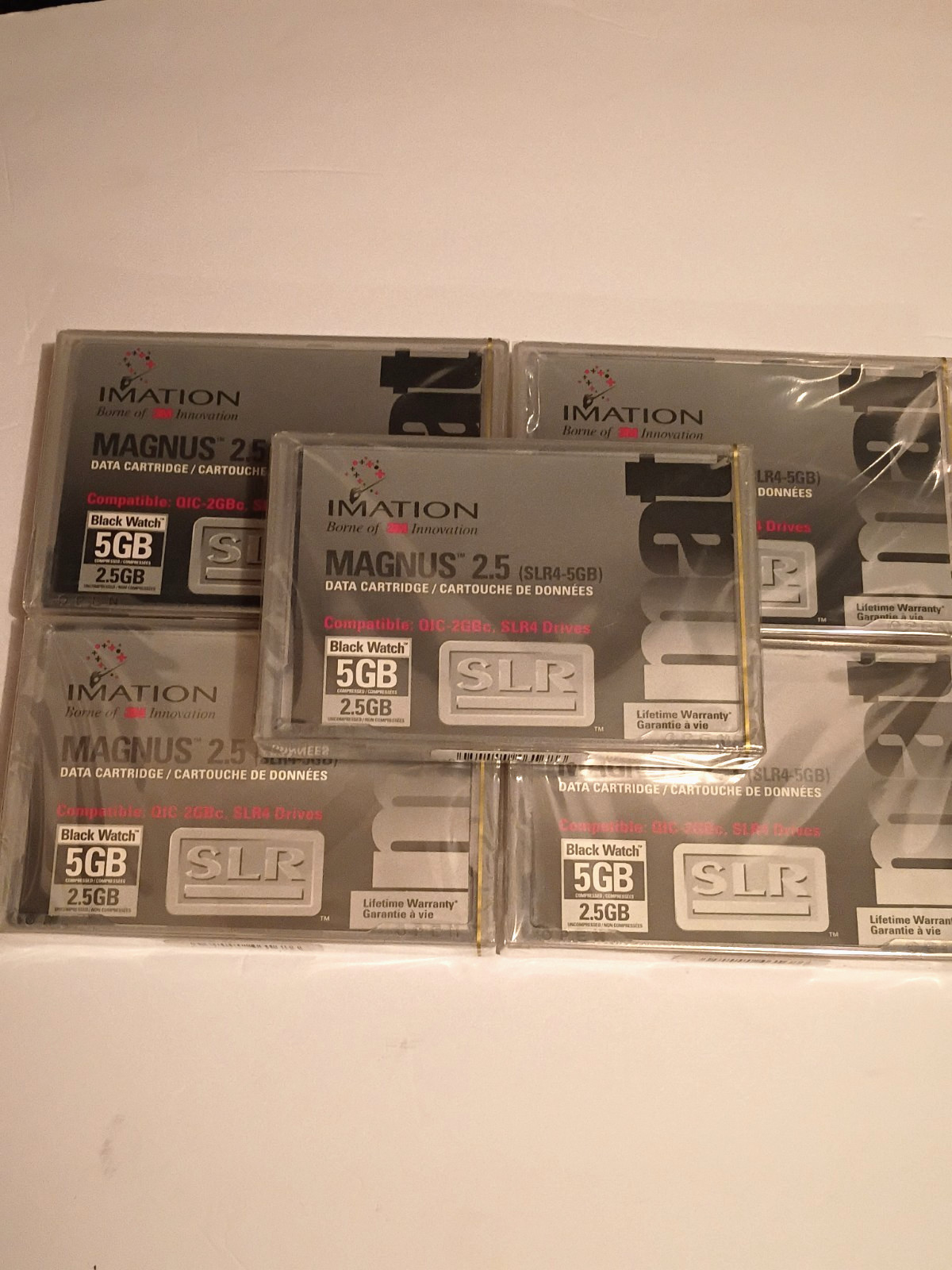 Lot of 5 Imation Magnus 2.5 (SLR4-5GB) Data Cartridges – New Sealed Free Ship