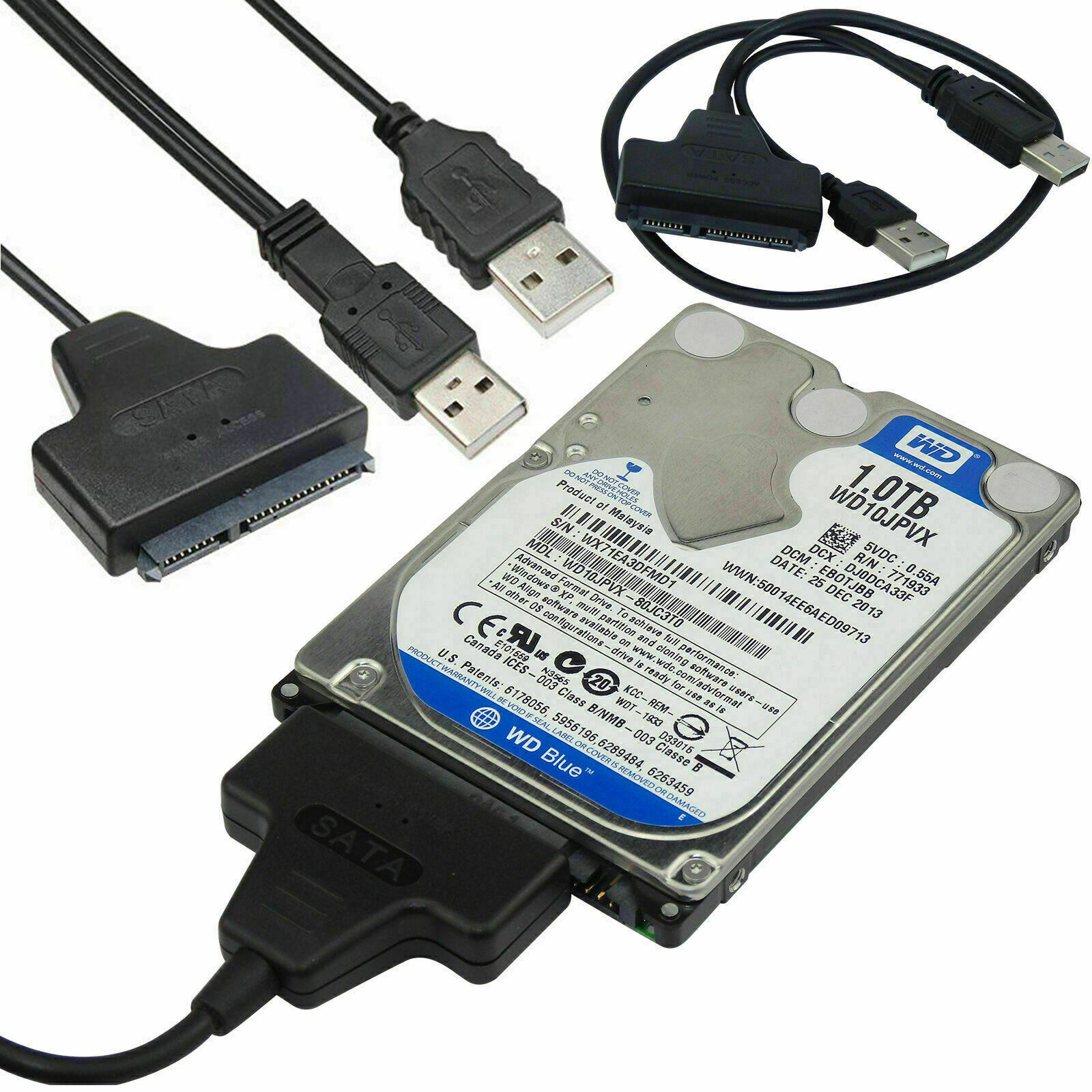 USB 2.0 to 2.5inch HDD 7+15pin SATA Hard Drive Cable Adapter For SATA SSD & HDD