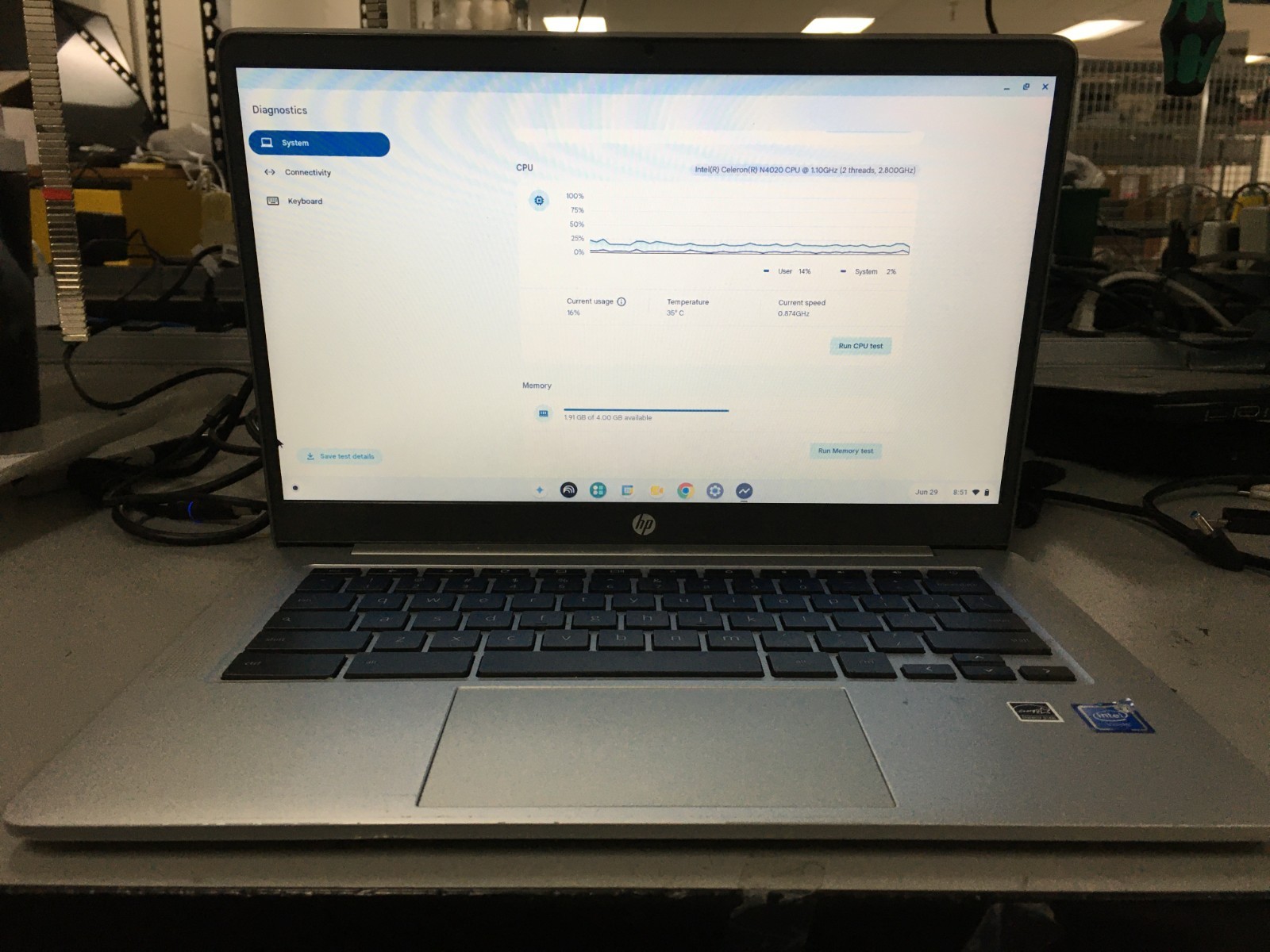 HP Chromebook 14a 14″ Intel Celeron N4020@1.10GHz 4GB 64GB w/PA | LP542