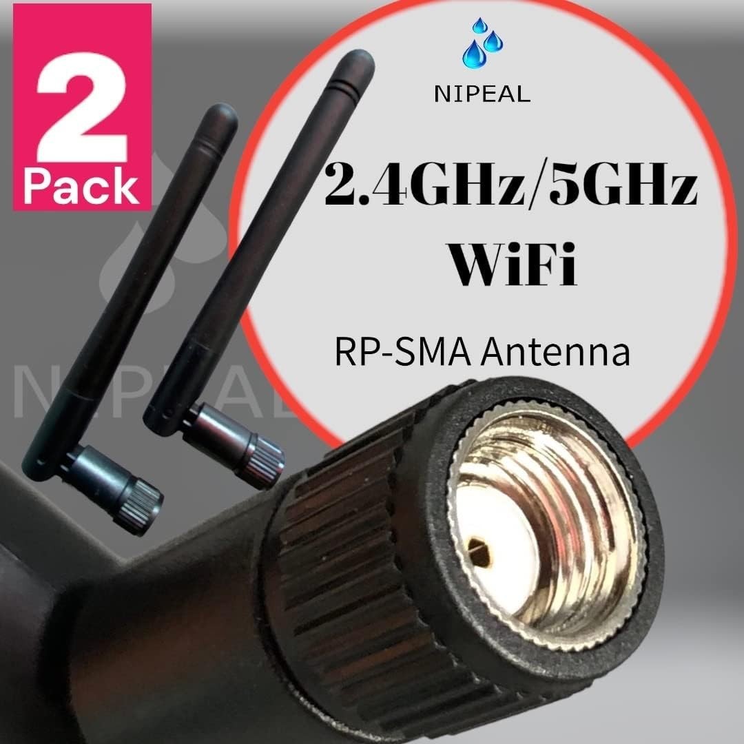 2-Pack Dual Band WiFi 2.4GHz 5GHz 5.8GHz 3dBi MIMO RP-SMA Male Antenna for Wi…