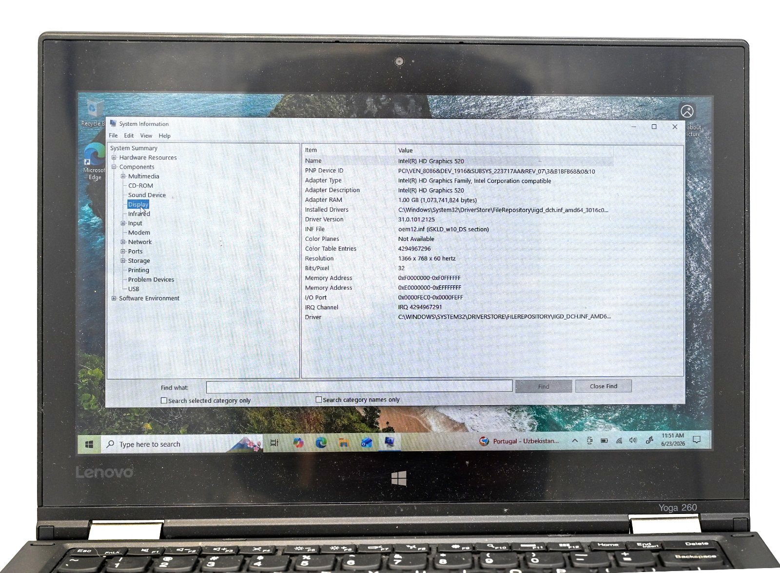 Lenovo ThinkPad Yoga 260 (2-in- 1) i5-6200u 2.3GHz 8GB RAM 128GB M.2-Touchscreen