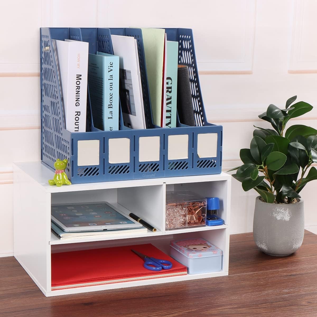 EMERIT Printer Stand Shelf with Storage Wood Desk Paper Organzier for Home/Of…