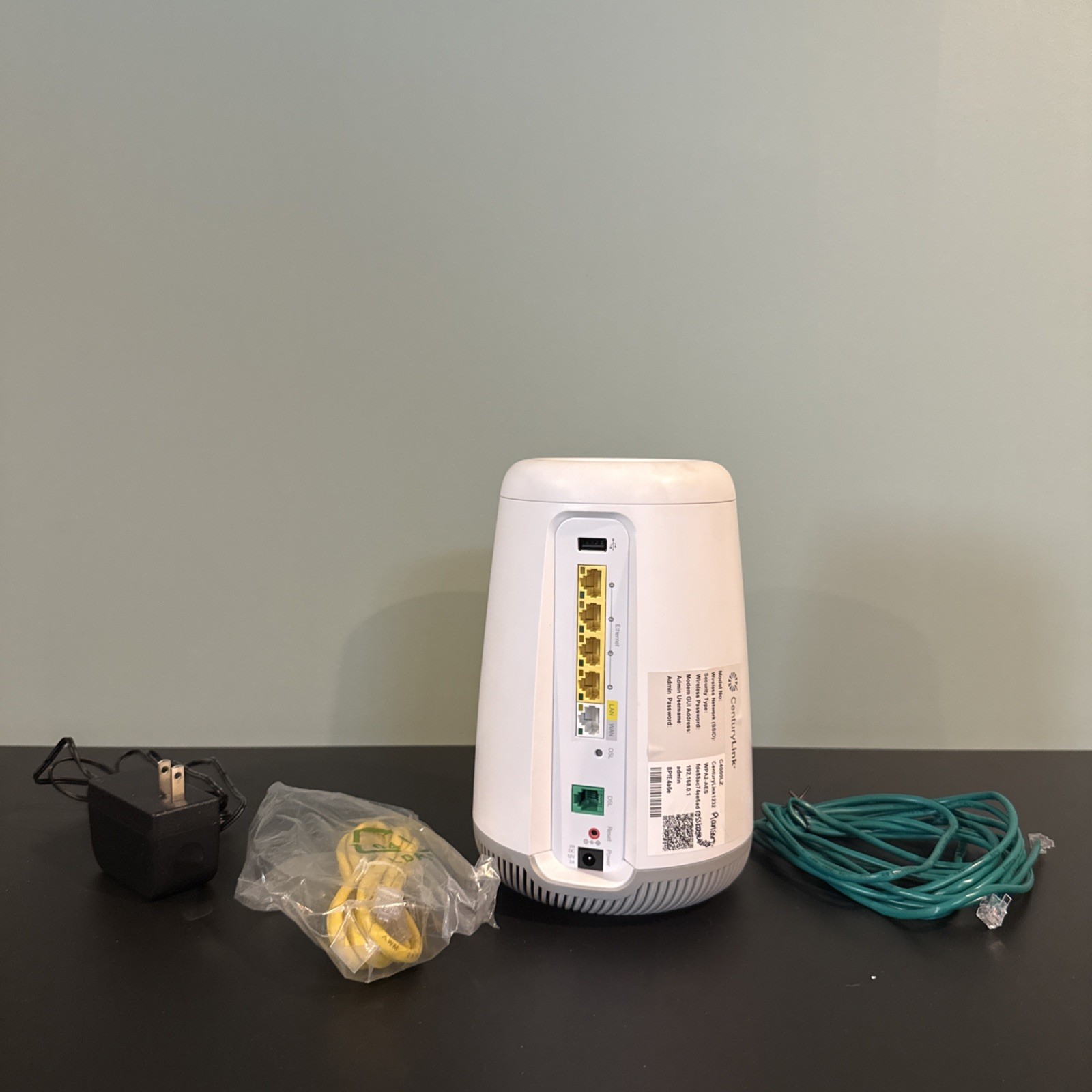 CenturyLink C4000LZ Wi‑Fi 6 Dual-Band DSL Modem Router with power cord