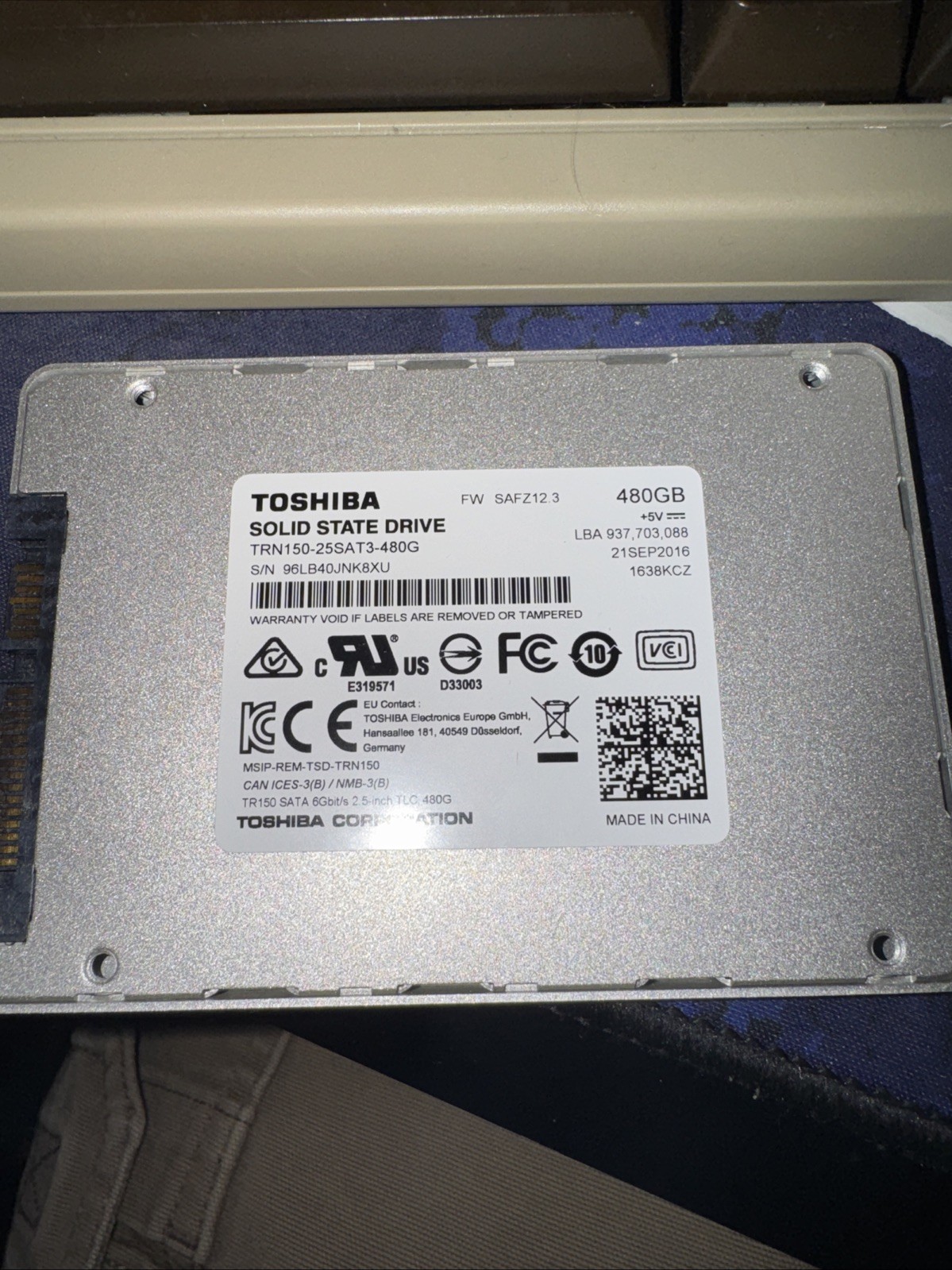 Toshiba SATA SSD TR150 480gb Freshly Formatted Exfat Used