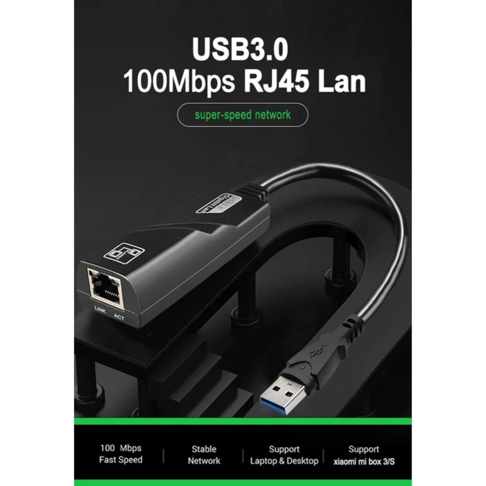 USB 3.0 Gigabit Ethernet LAN RJ45 1000Mbps Network Adapter For Windows PC Mac