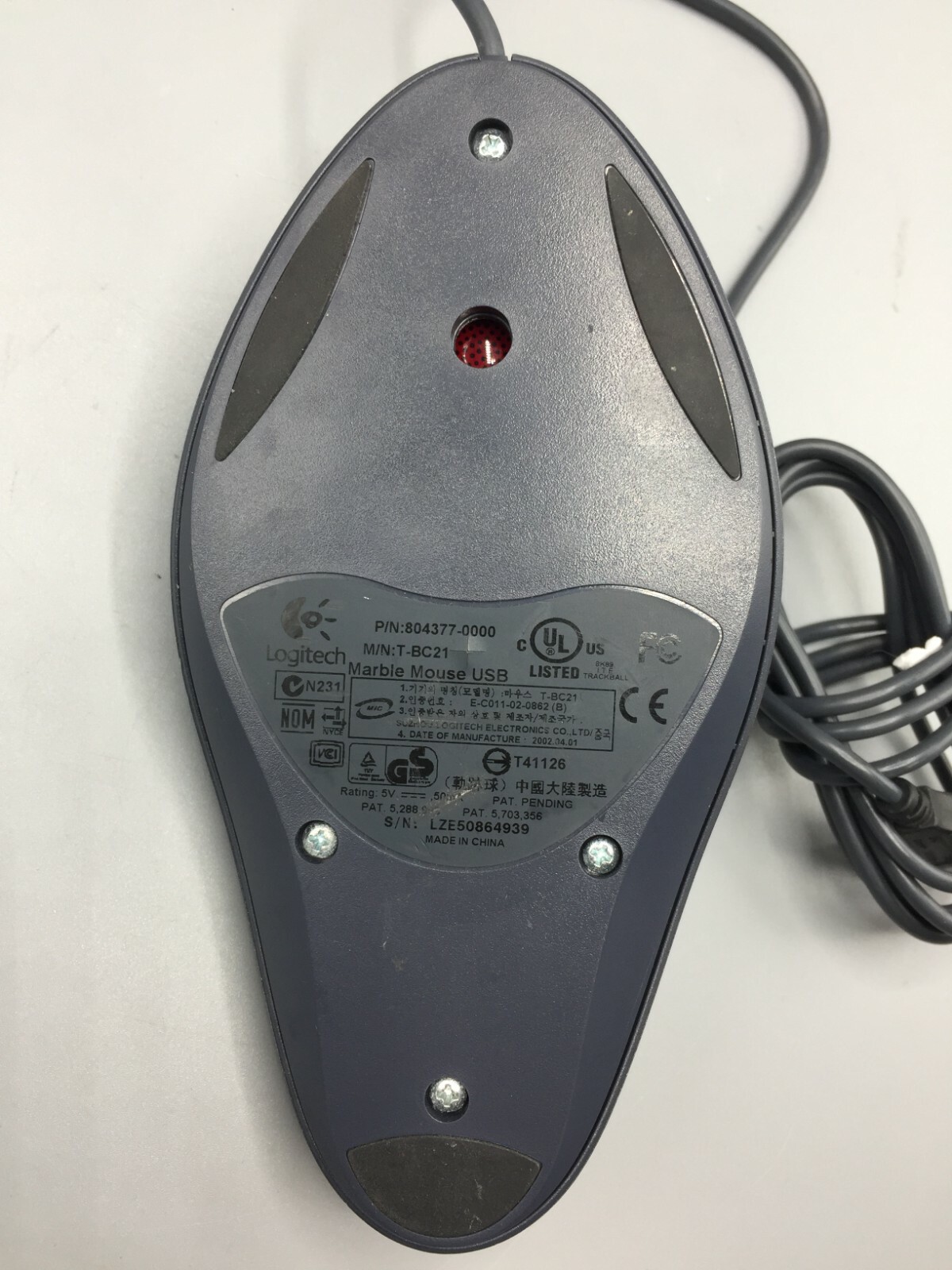 Logitech Ambidextrous Trackman Marble USB T-BC21 Mouse Trackball