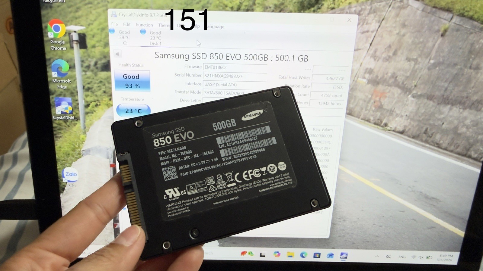 Samsung 850 EVO 500GB SSD 2.5″ SATA III MZ-75E500 Health Good