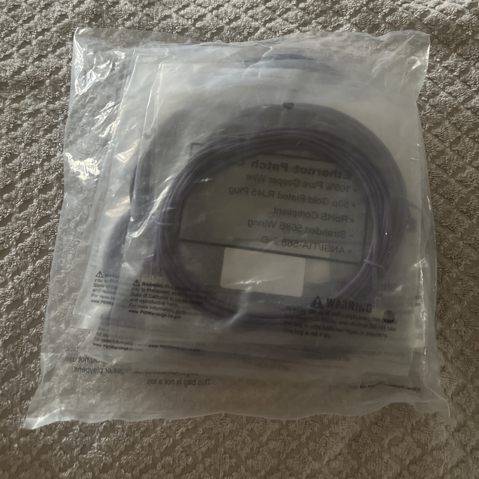 10FT Cat6A RJ45 Network LAN Ethernet Patch Cable UTP Slim 32AWG Purple Lot Of 10