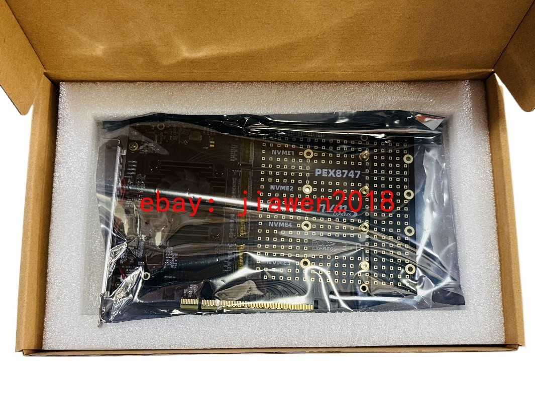 4 Port M.2 NVMe SSD PCIe x16 3.0 HBA Adapter With PLX PEX8747 Switch to 4 US