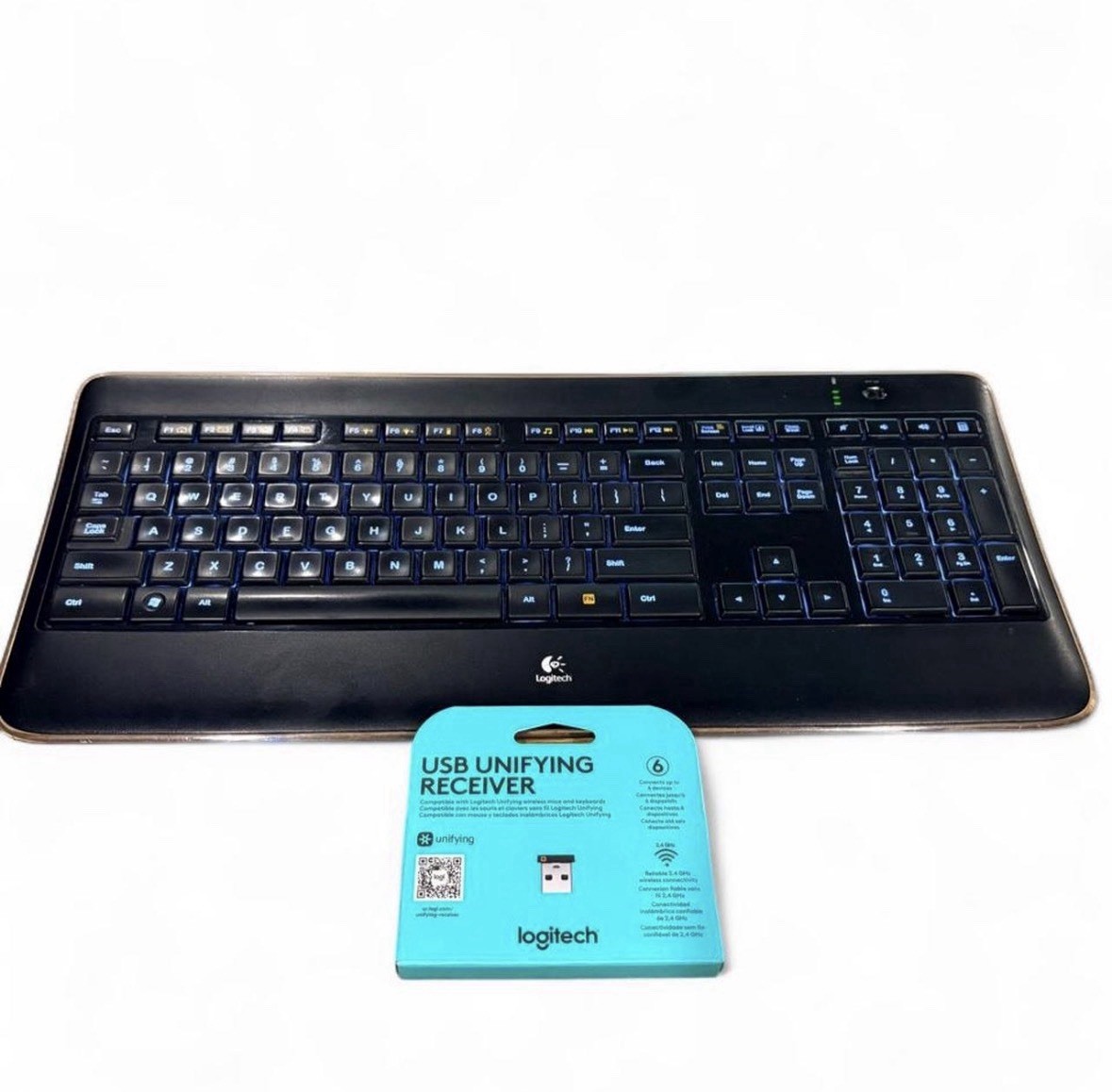 Logitech K800 (Y-R0011) Illuminated Wireless Keyboard – w/ NEW USB RECEIVER