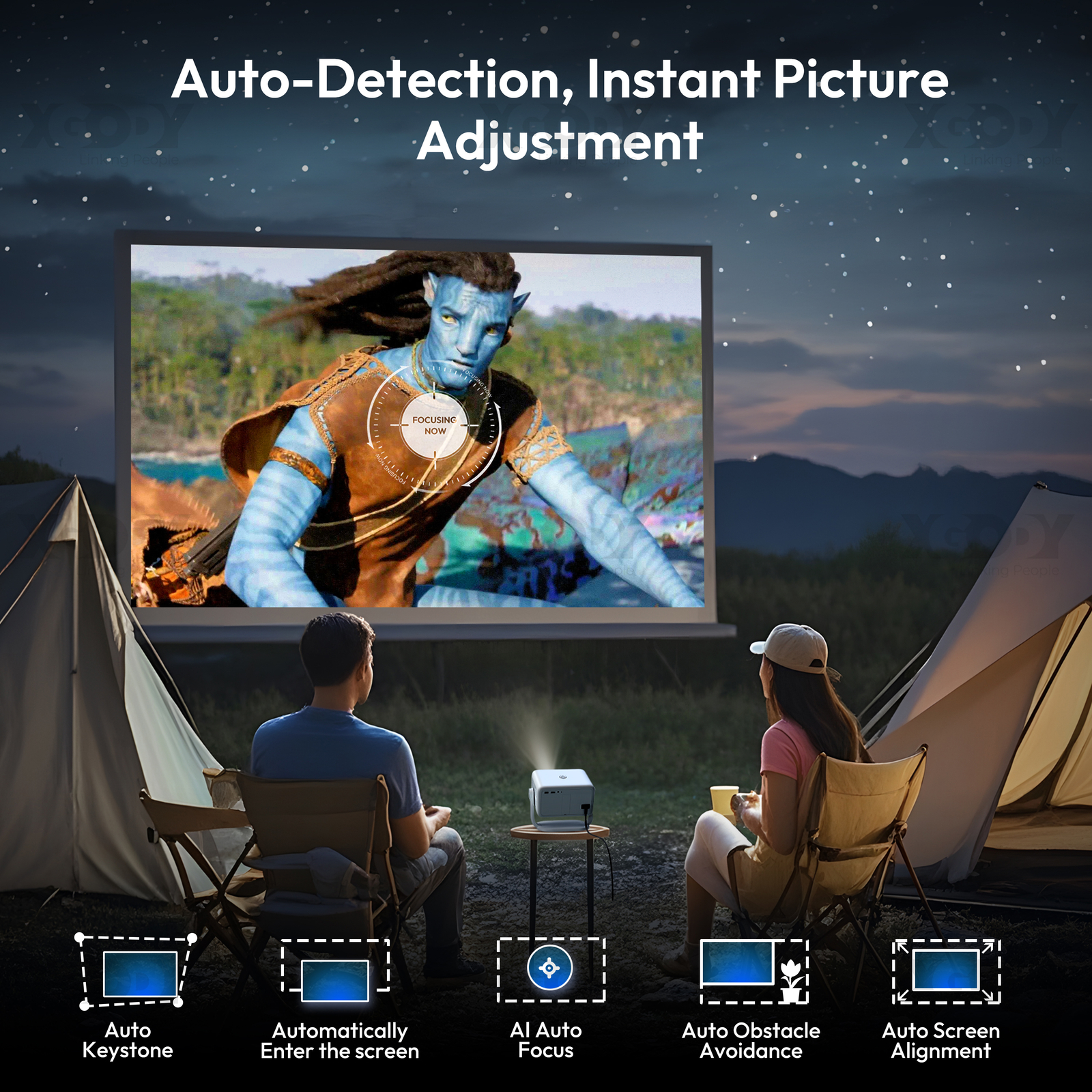 Smart 4K Projector 25000LMS 3D WiFi Auto Focus Video Home Theater 350″ Display