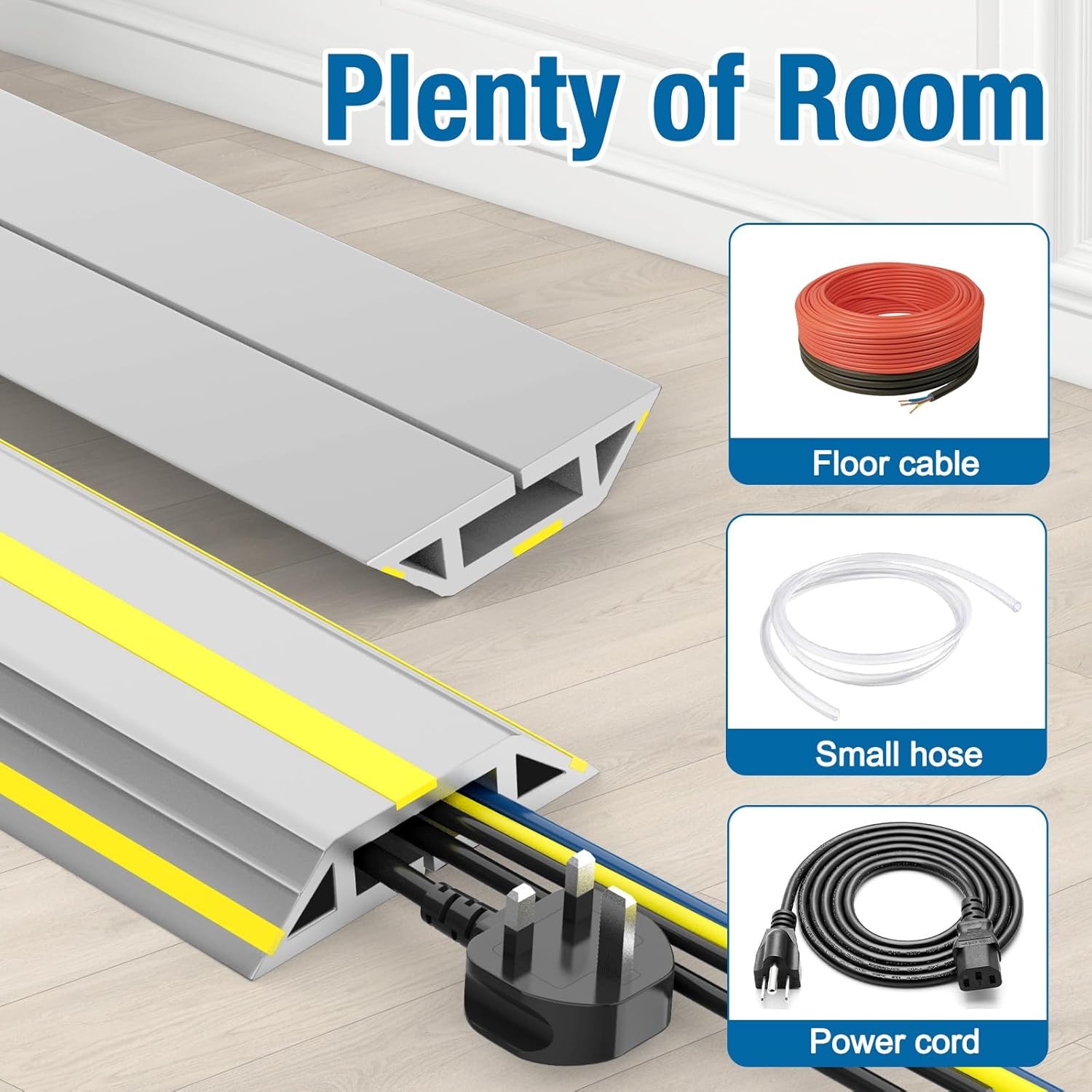 20Ft Floor Cable Cover Protector/PVC Duct/Easy to Unroll/Prevent Cable Trips