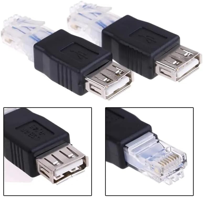 2 Pack Ethernet to USB Adapter, RJ45 Ethernet Male to USB Female Converter, USB
