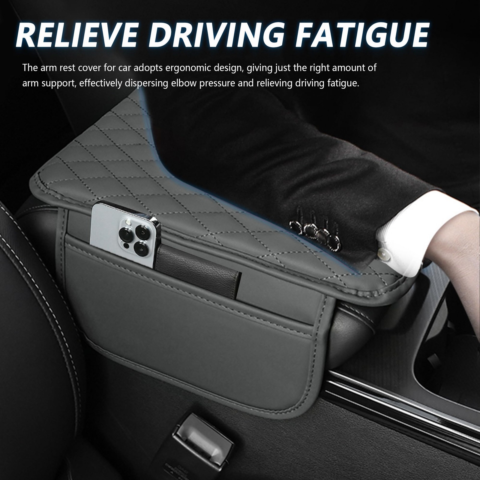 Stacool Upgraded Center Console Cover, Microfiber 12.13*7.80*0.79 inch, Gray