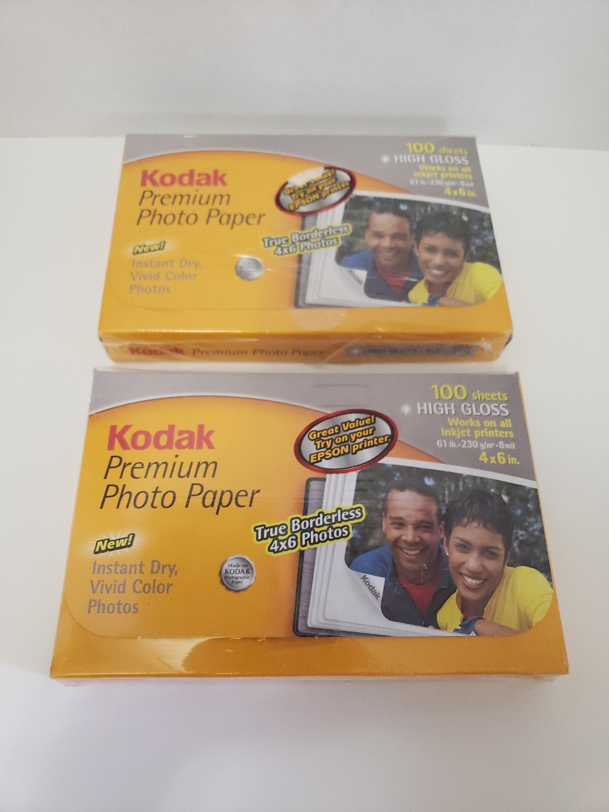 2 New Packs 100 sheets High Gloss 61 lb 4×6 Kodak Premium Photo Paper