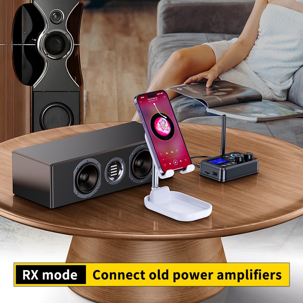 RX/TX Bluetooth 5.4 Transmitter Receiver 3.5mm AUX TV Home Stereo Audio Adapter+