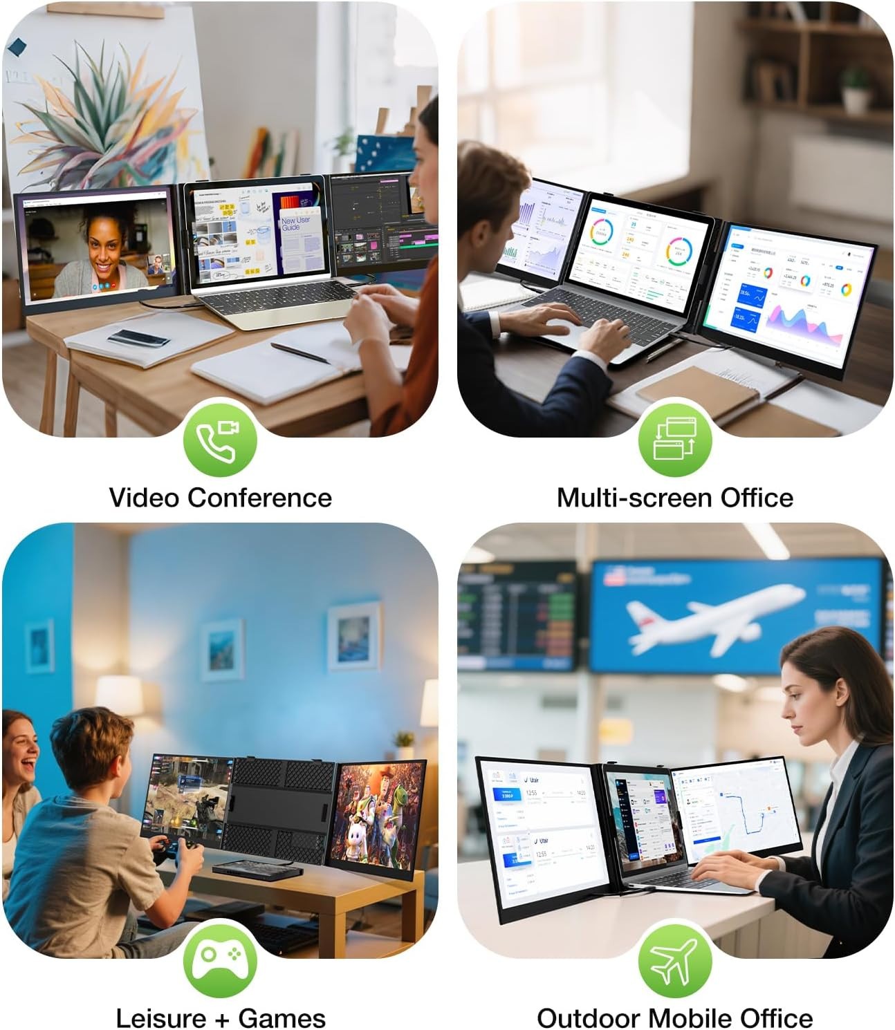 Laptop Screen Extender, Ultra-Thin 15.3″FHD 1200P 16:10 Portable Monitor for Lap