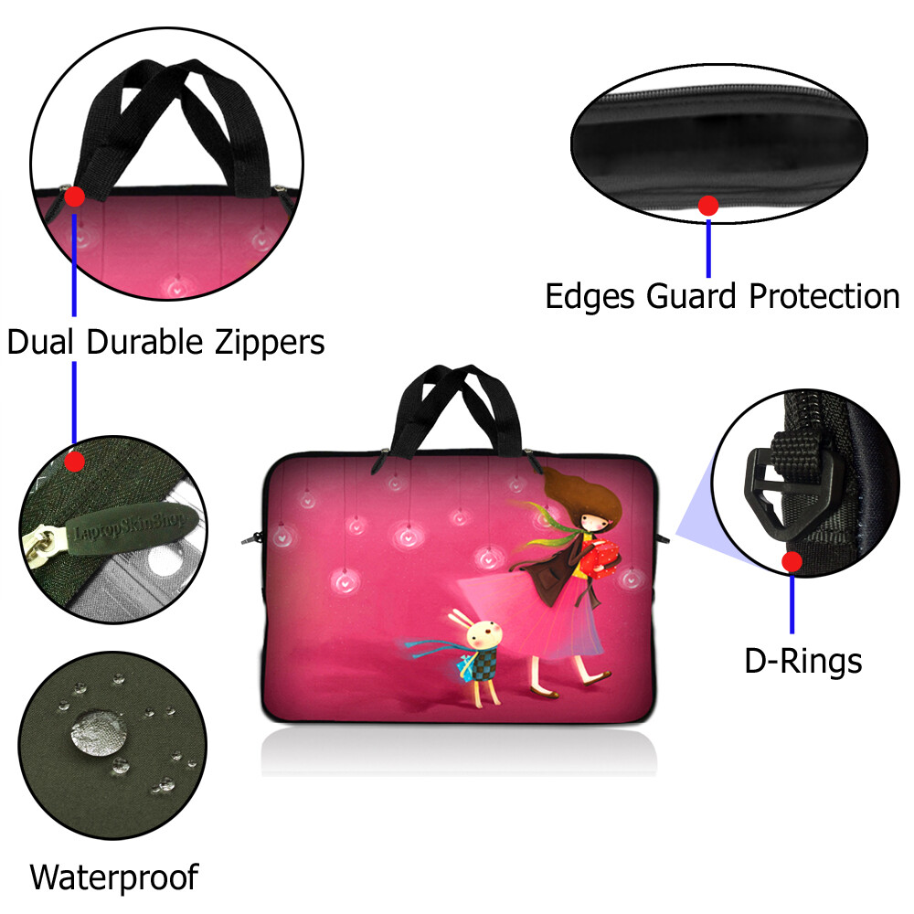 Neoprene Sleeve Laptop Computer Case Bag w/ Handle Fit 10 inch to 17.4 inch