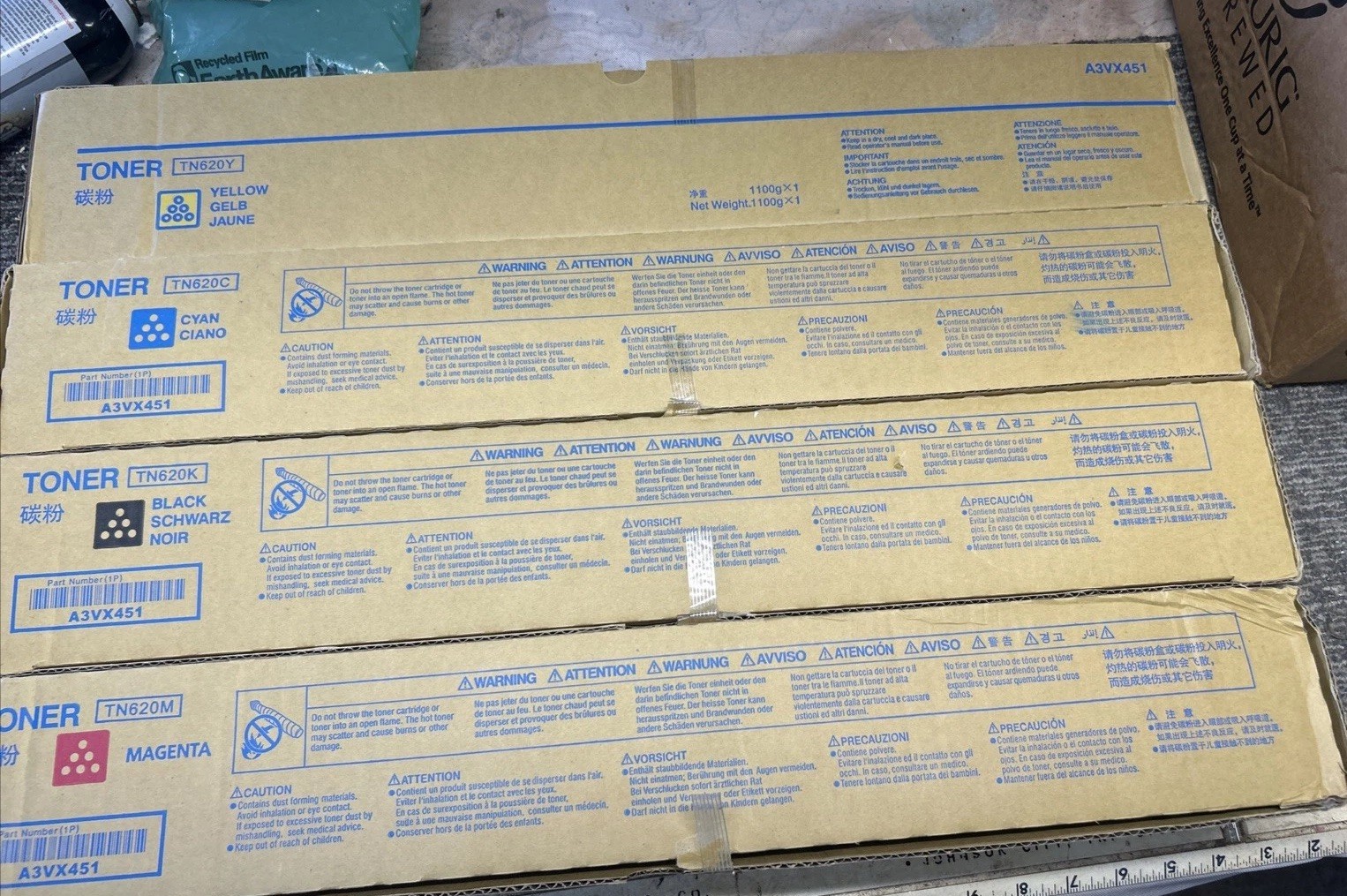NEW Set Konica Minolta TN620 Full Set CMYK Toner A3VX131 A3VX231 A3VX331 A3VX431
