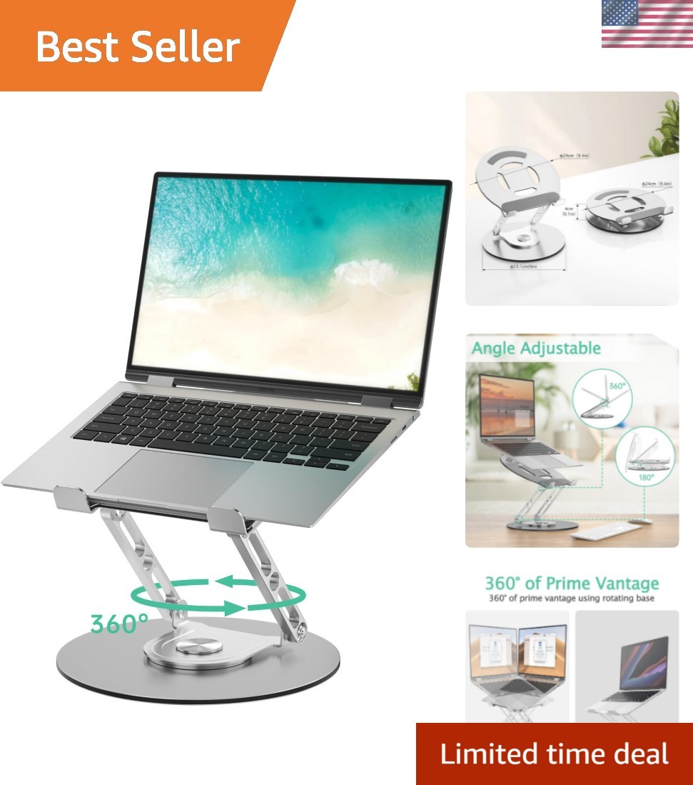 Laptop Stand for Desk Adjustable Computer Stand with 360 Rotating Base Ergono…