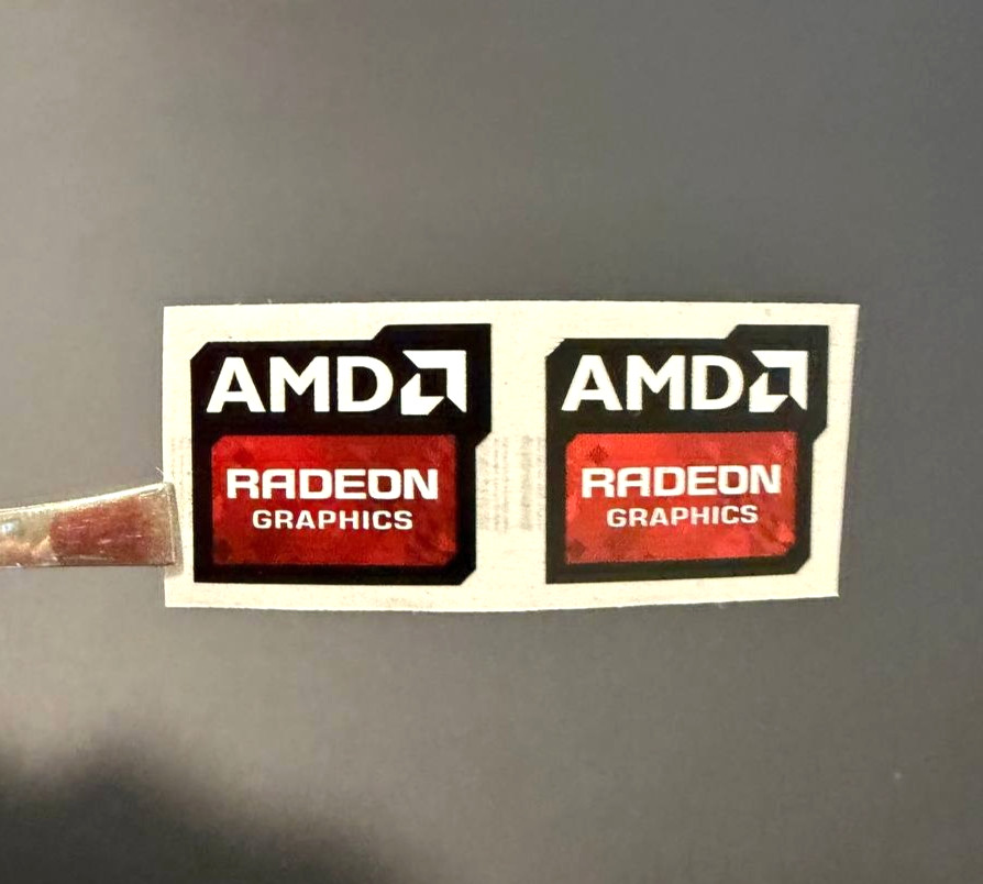 2 x AMD Radeon Graphics Sticker Label Decal Badge 20mm x 17mm