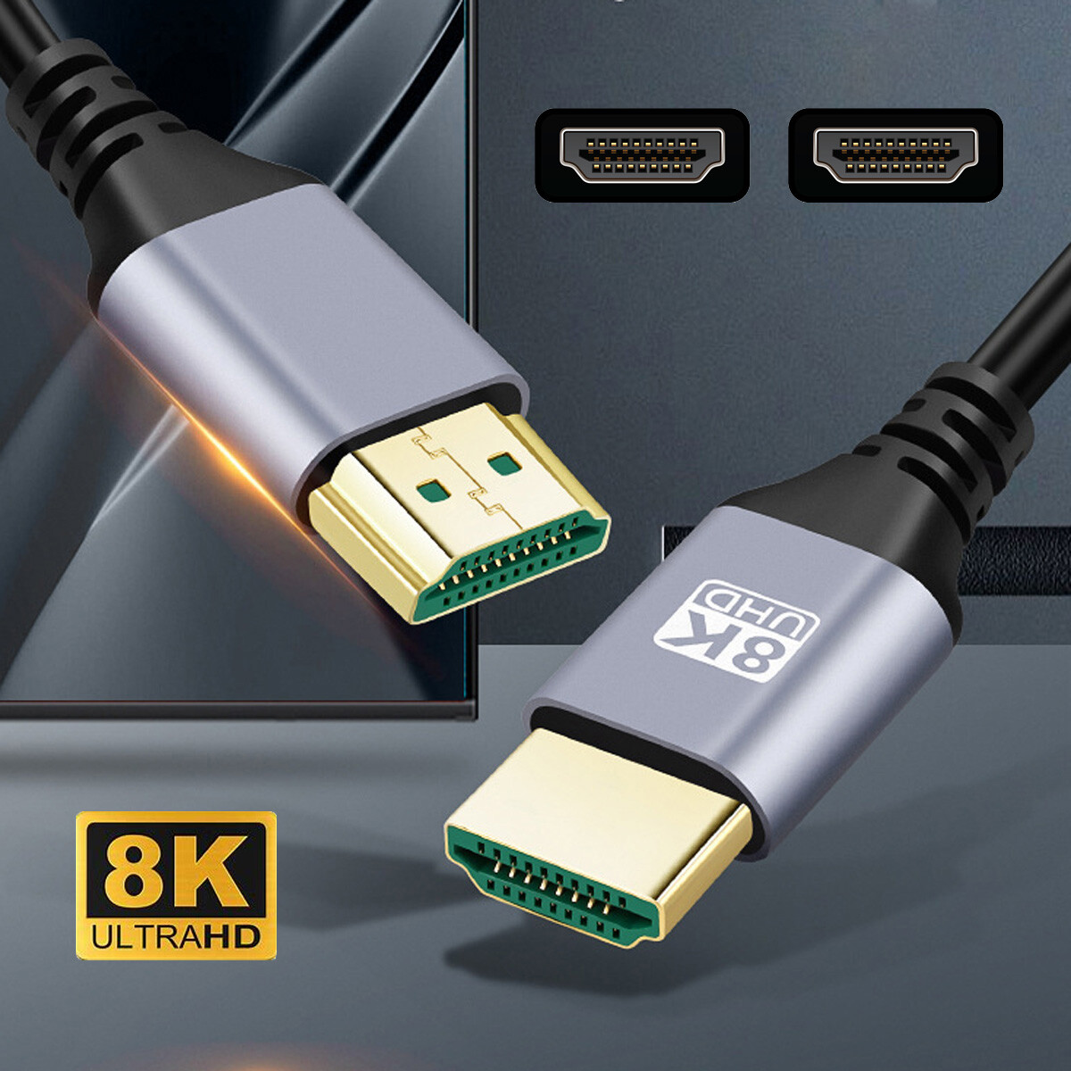 HDMI 2.1 Type-A Male Ultra Thin HDTV Cable 8K 4K Hyper Super Flexible Slim Cord