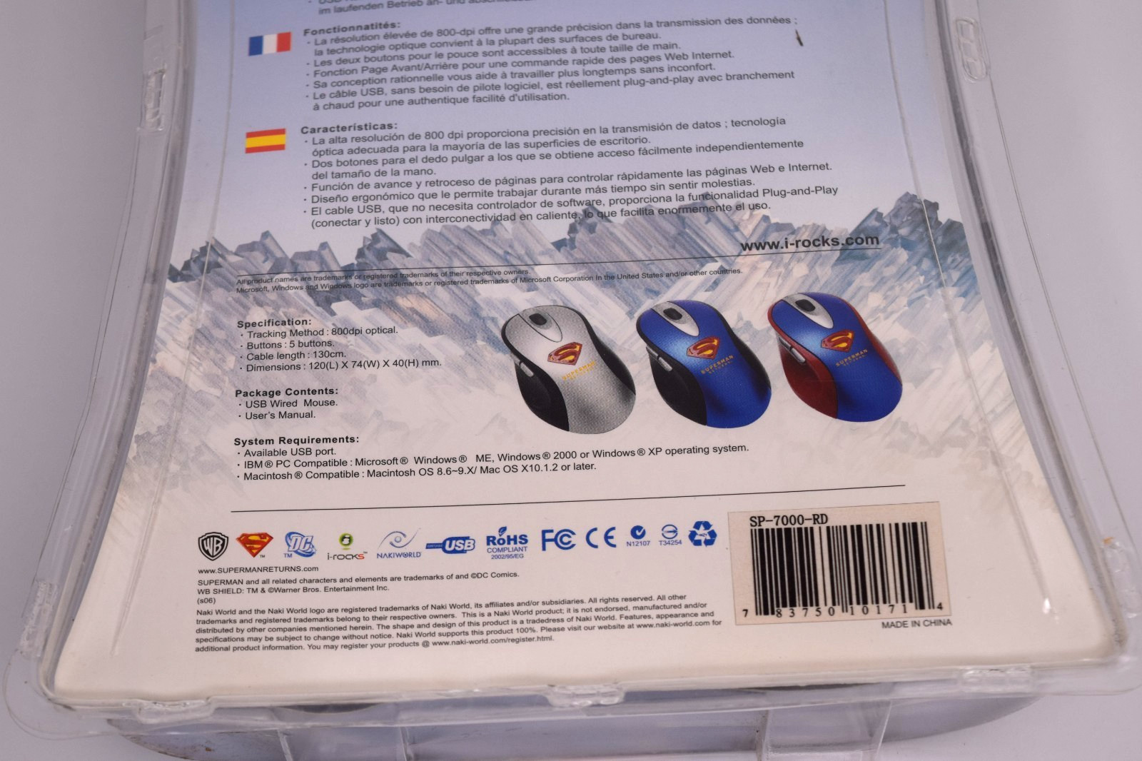 SP-7000 DC Superman Returns Optical Wired Mouse 800dpi See Description