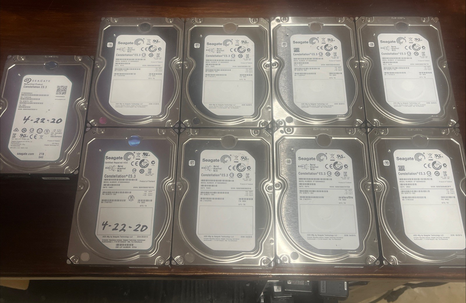 Lot of 9 Seagate Constellation ES.3 SAS Enterprise Hard Drives. 2x 2TB & 7x 1TB