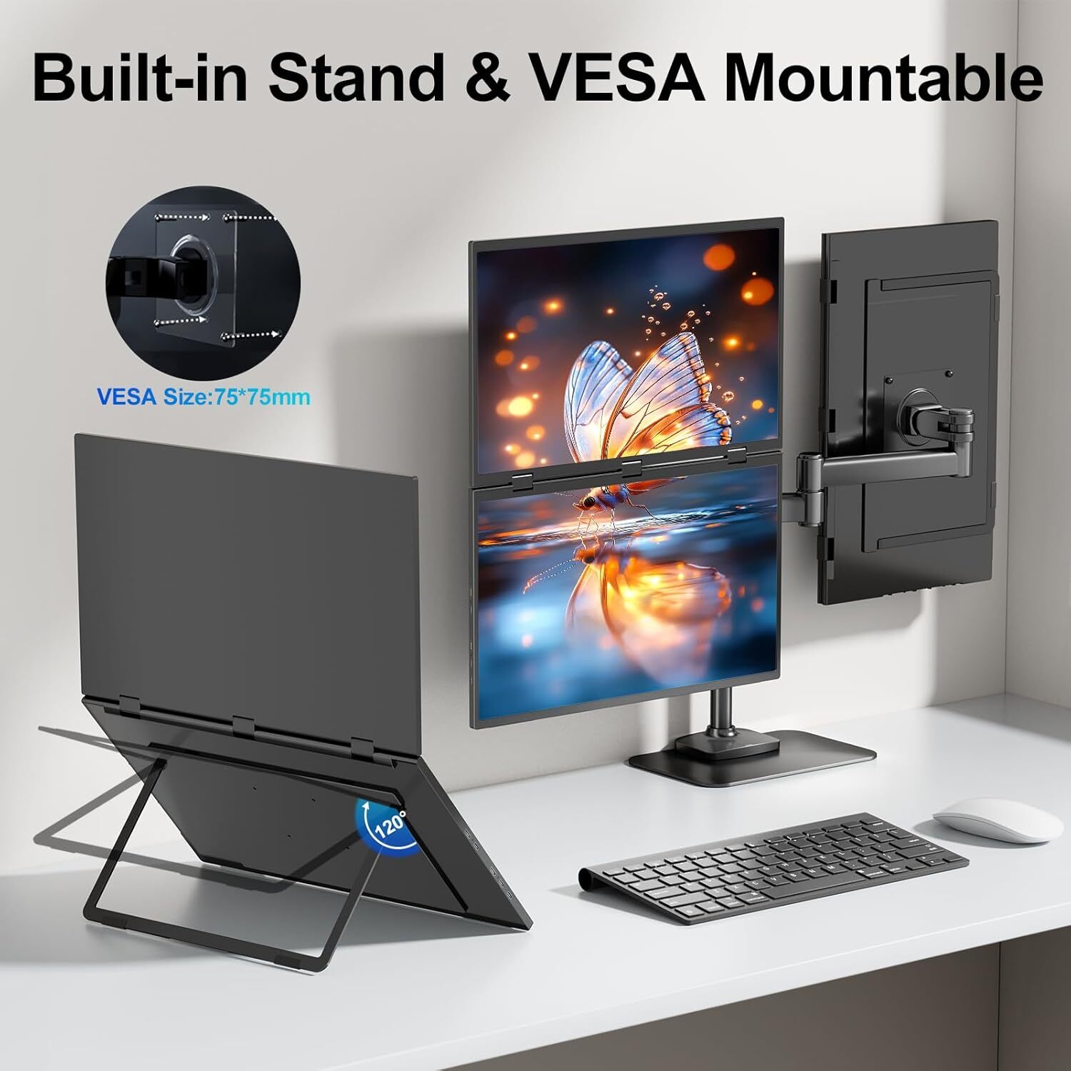 18.5 Inch 120Hz 1080P Gaming IPS HDR Screen Monitor Portable Screen w/HDMI USB-C