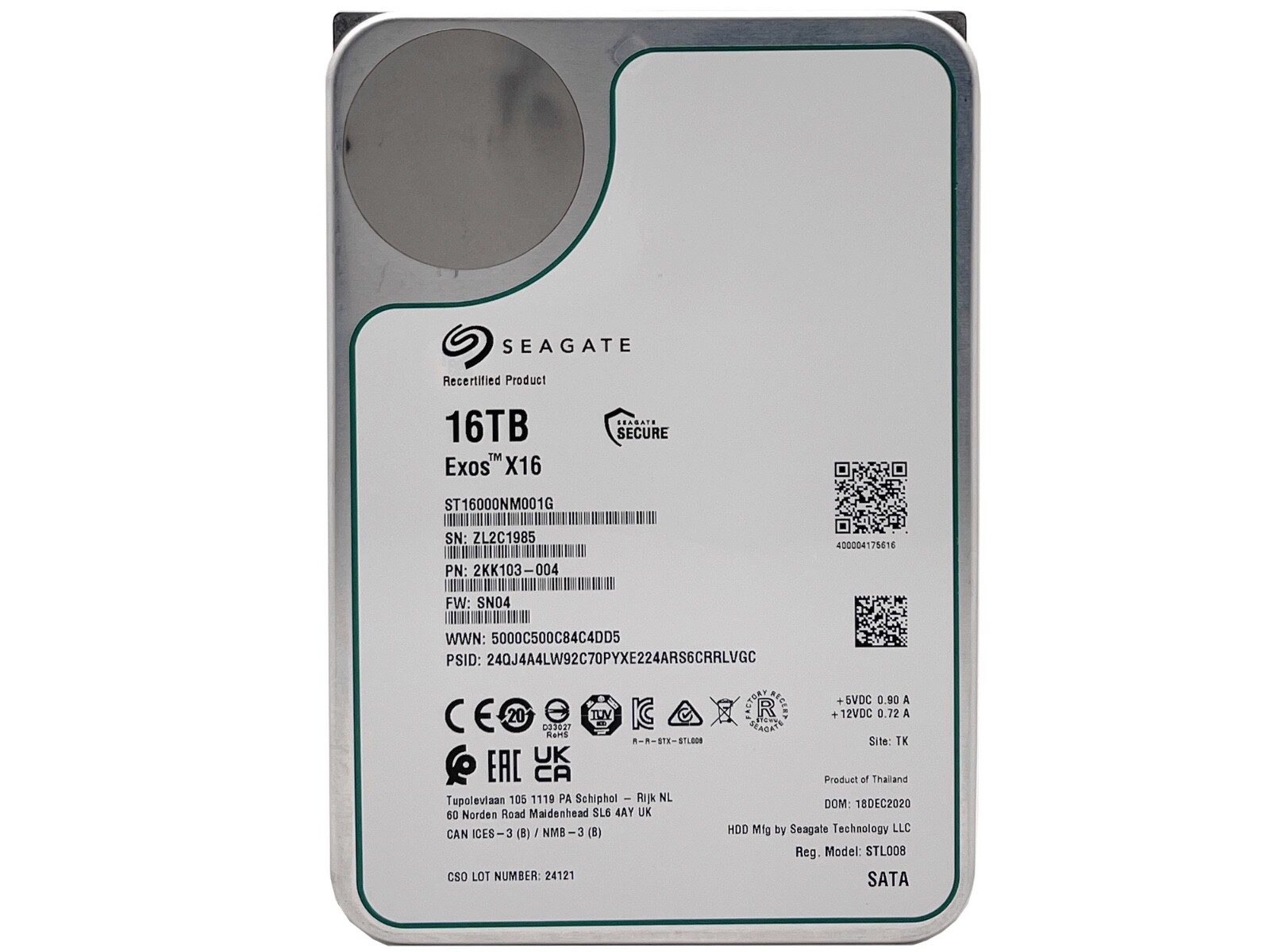 Seagate Exos X16 ST16000NM001G 16TB 512E SATA 6Gb/s 3.5″ Enterprise Hard Drive
