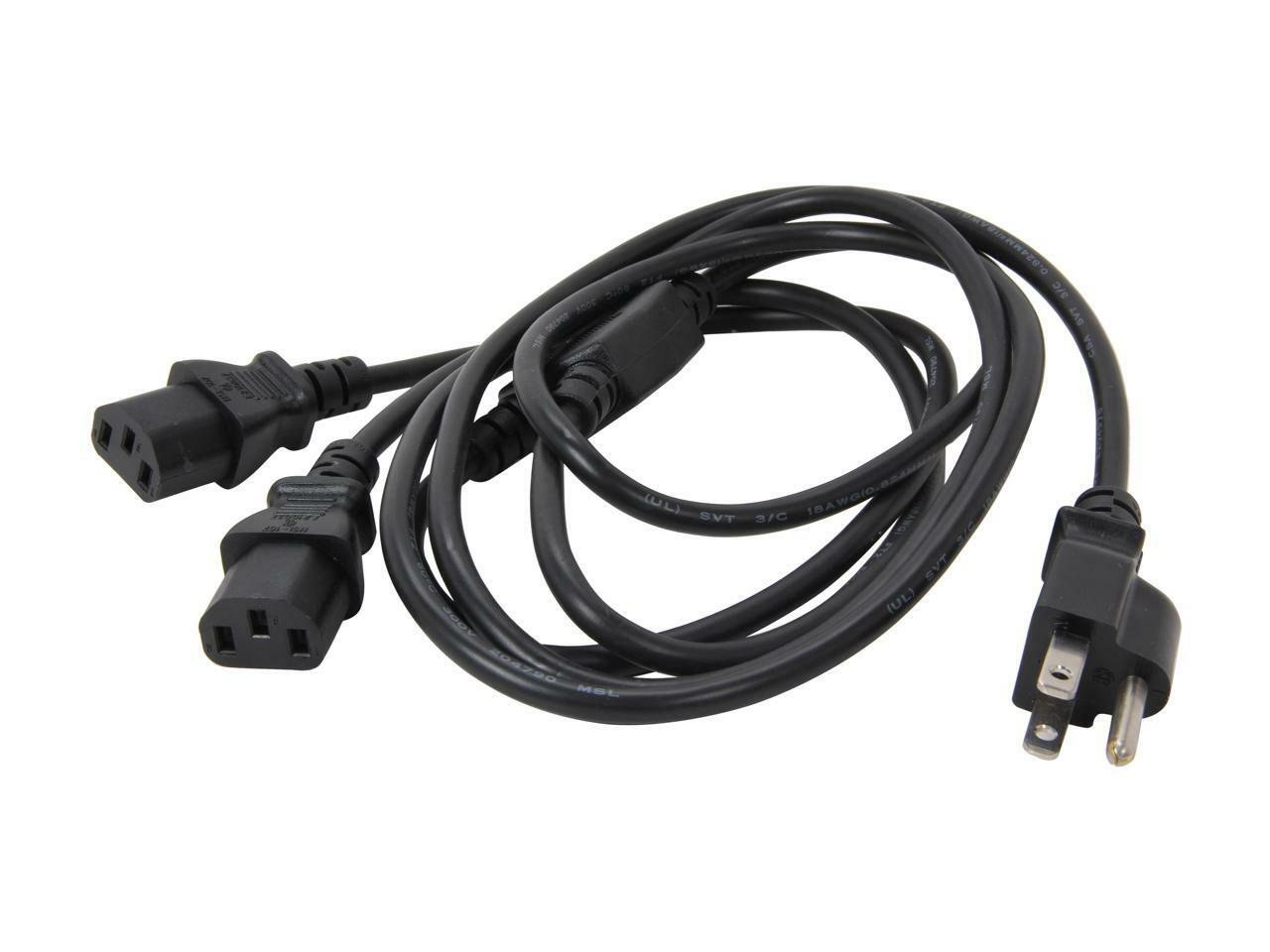 6FT UNIVERSAL Y-SPLITTER COMPUTER Dual Power Server CORD UL CE USA