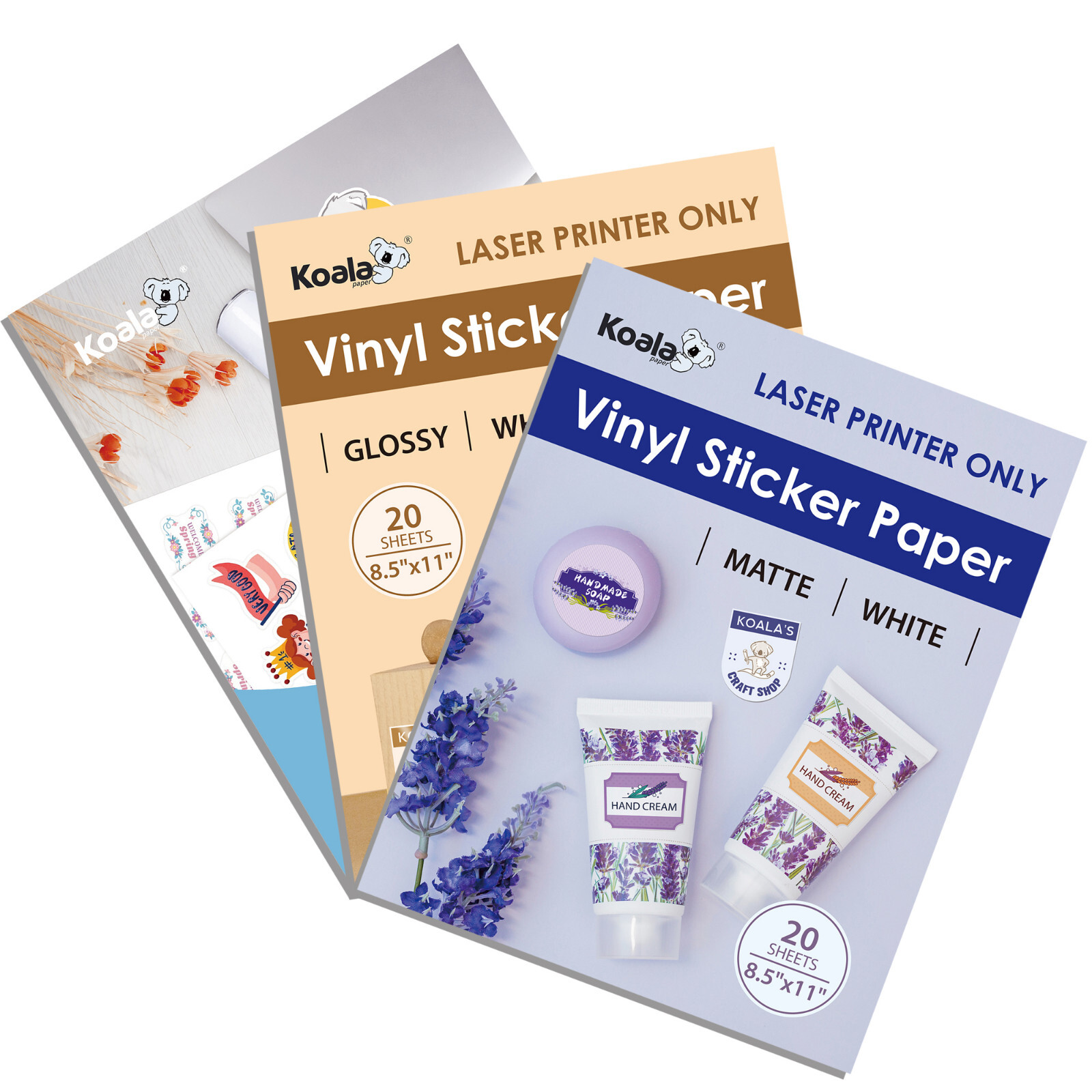 Lot Koala Printable Vinyl Sticker Paper Waterproof Glossy Matt White LASER ONLY