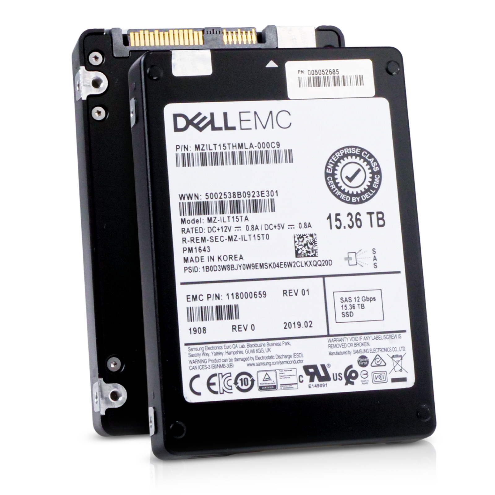 Dell/Samsung PM1643 15.36TB MZILT15THMLA SAS 12Gb/s 3D TLC 1 DWPD 2.5″ SSD