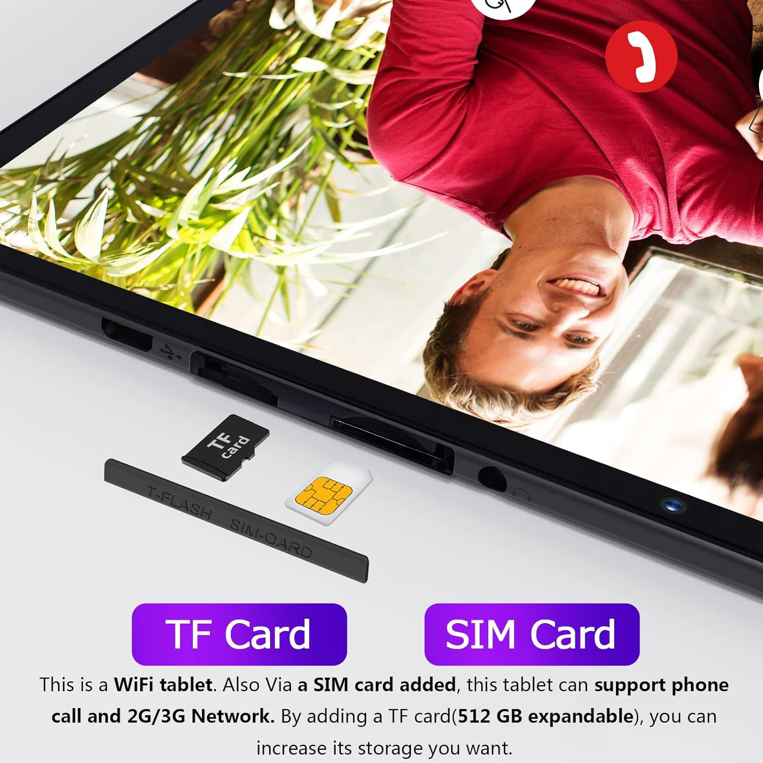 10” Tablet Android 13 Phone Tablet with SIM Slot, 64GB Quad Core, IPS Touchscre