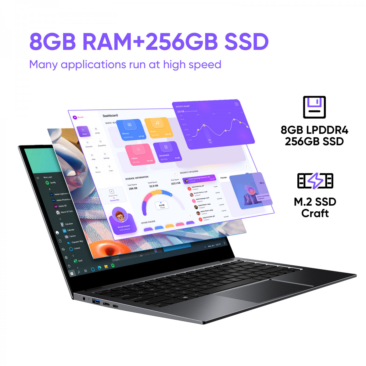CHUWI 14.1 Inch Touchscreen Laptop, Intel N5100 Quad Core, 8GB 256GB SSD, Win 11